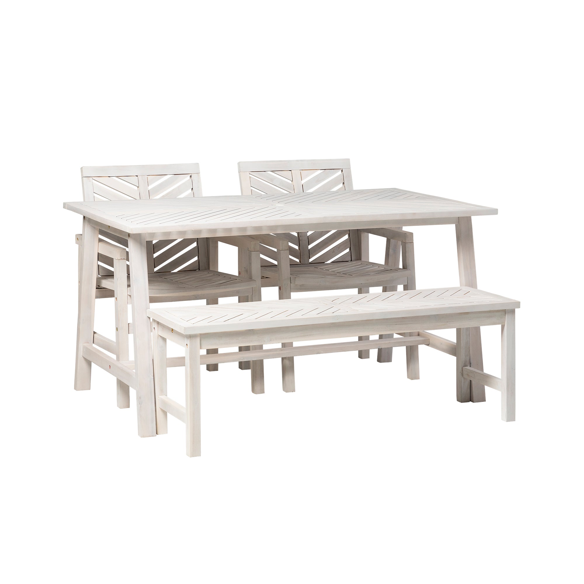 Vincent Solid Acacia Wood 4 Piece Chevron Dining Set - East Shore Modern Home Furnishings