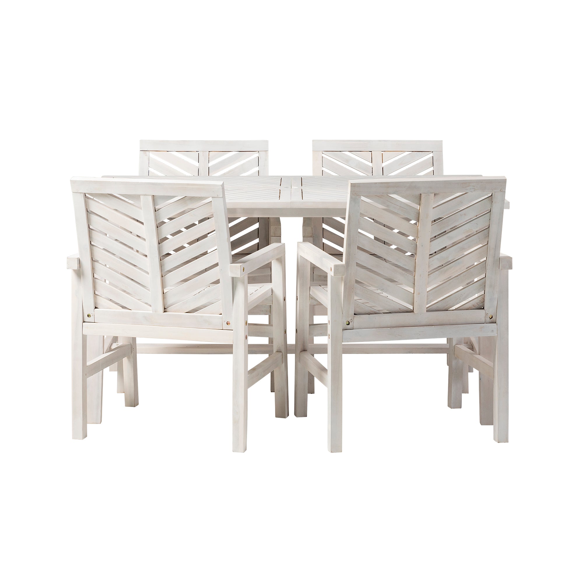 Vincent Solid Acacia Wood 5 Piece Chevron Dining Set - East Shore Modern Home Furnishings