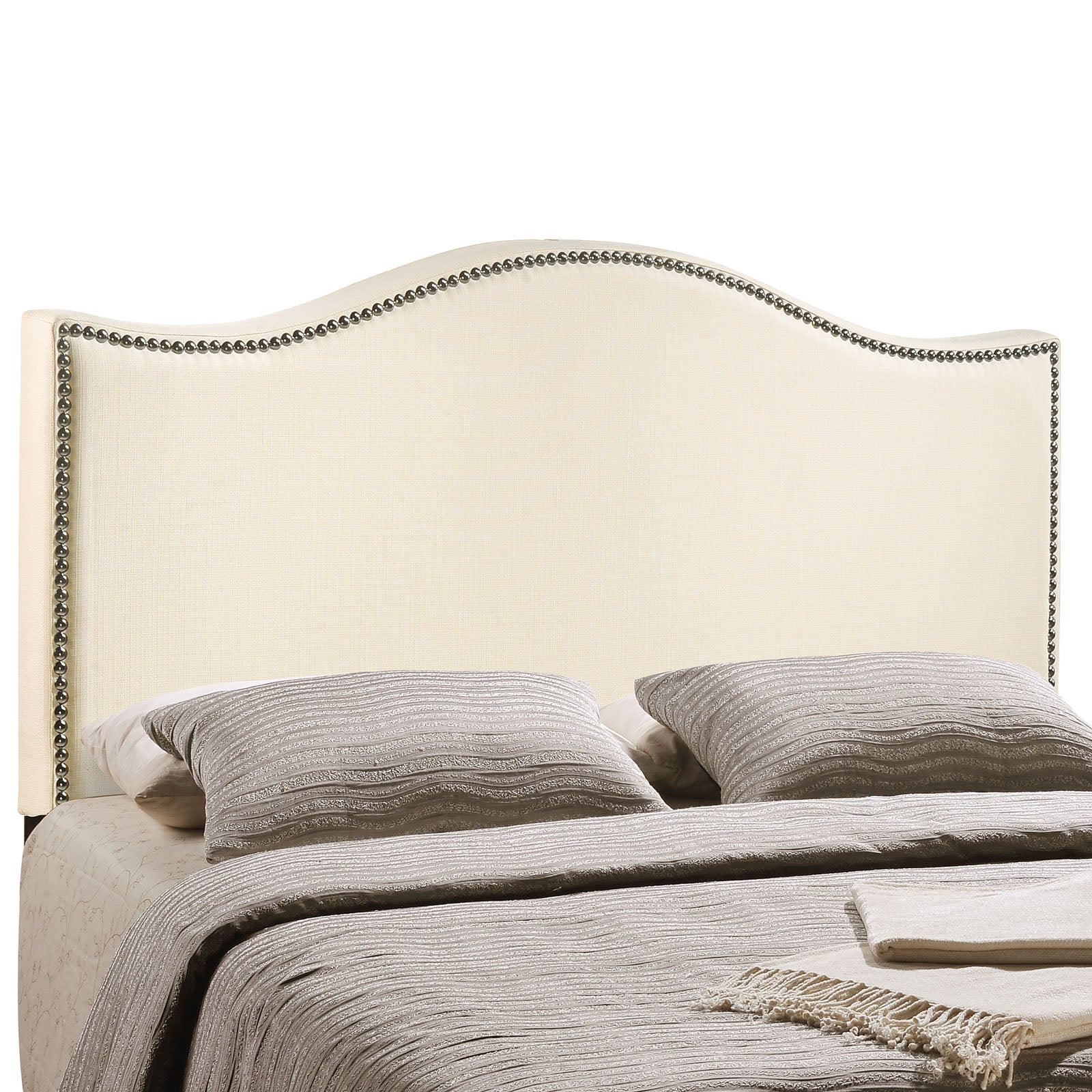Curl King Nailhead Upholstered Headboard - East Shore Modern Home Furnishings