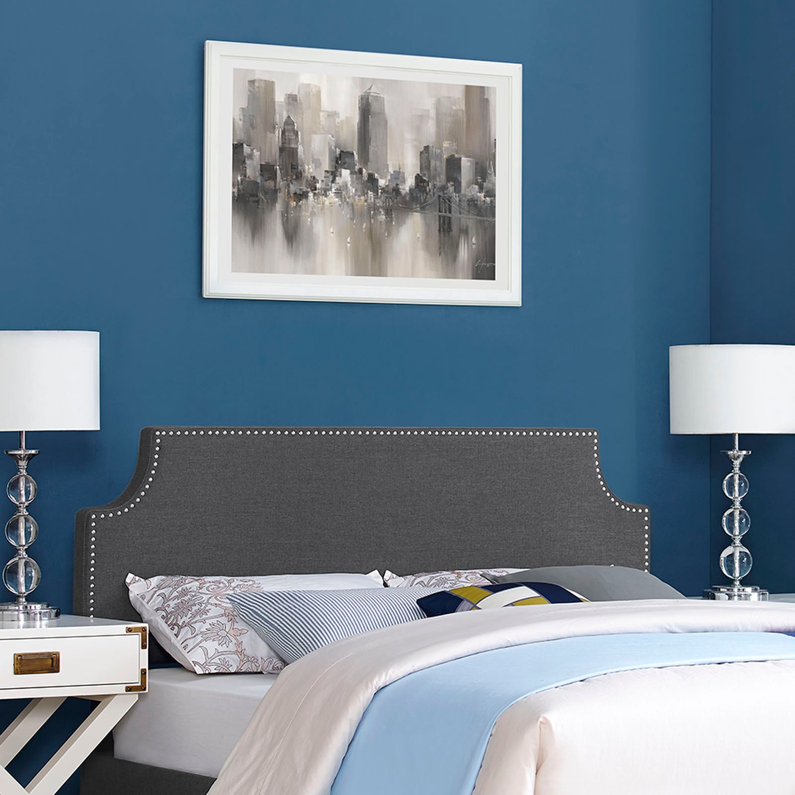 Laura Queen Upholstered Fabric Headboard