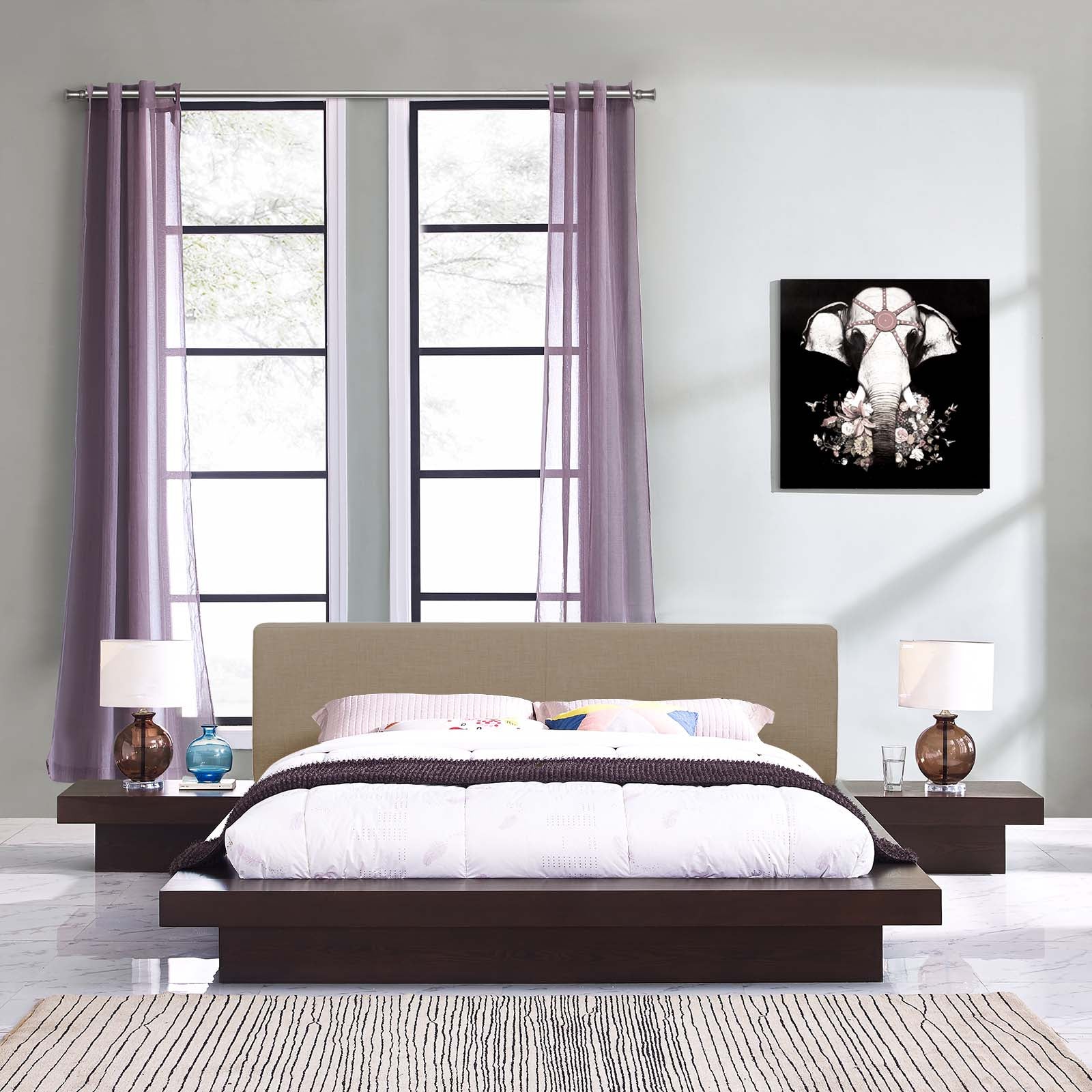 Freja 3 Piece Queen Fabric Bedroom Set