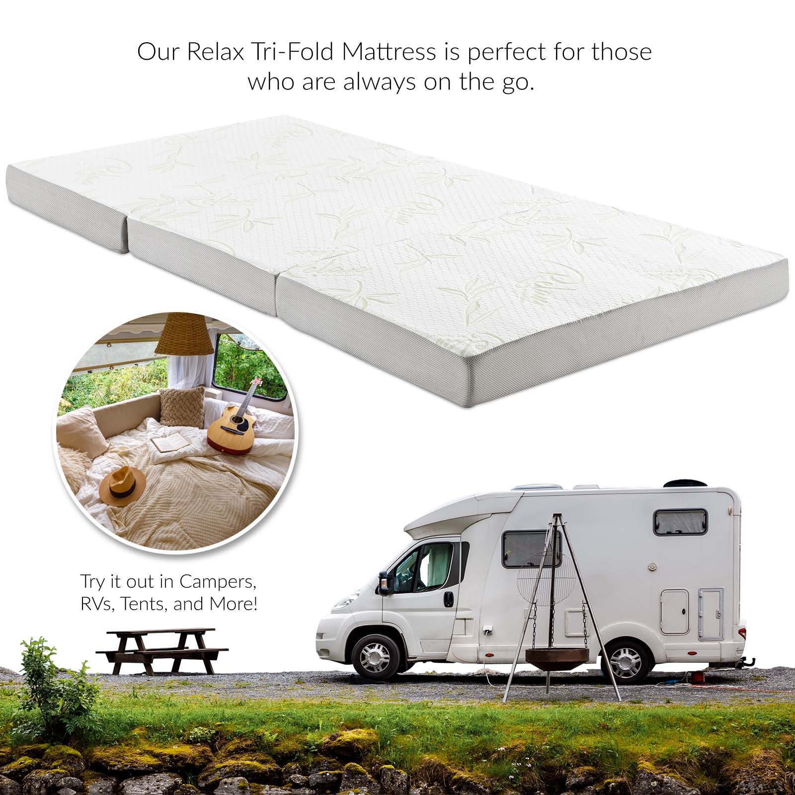 Relax 39 x 75 x 4 (Twin) Tri-Fold Mattress Topper - East Shore Modern Home Furnishings