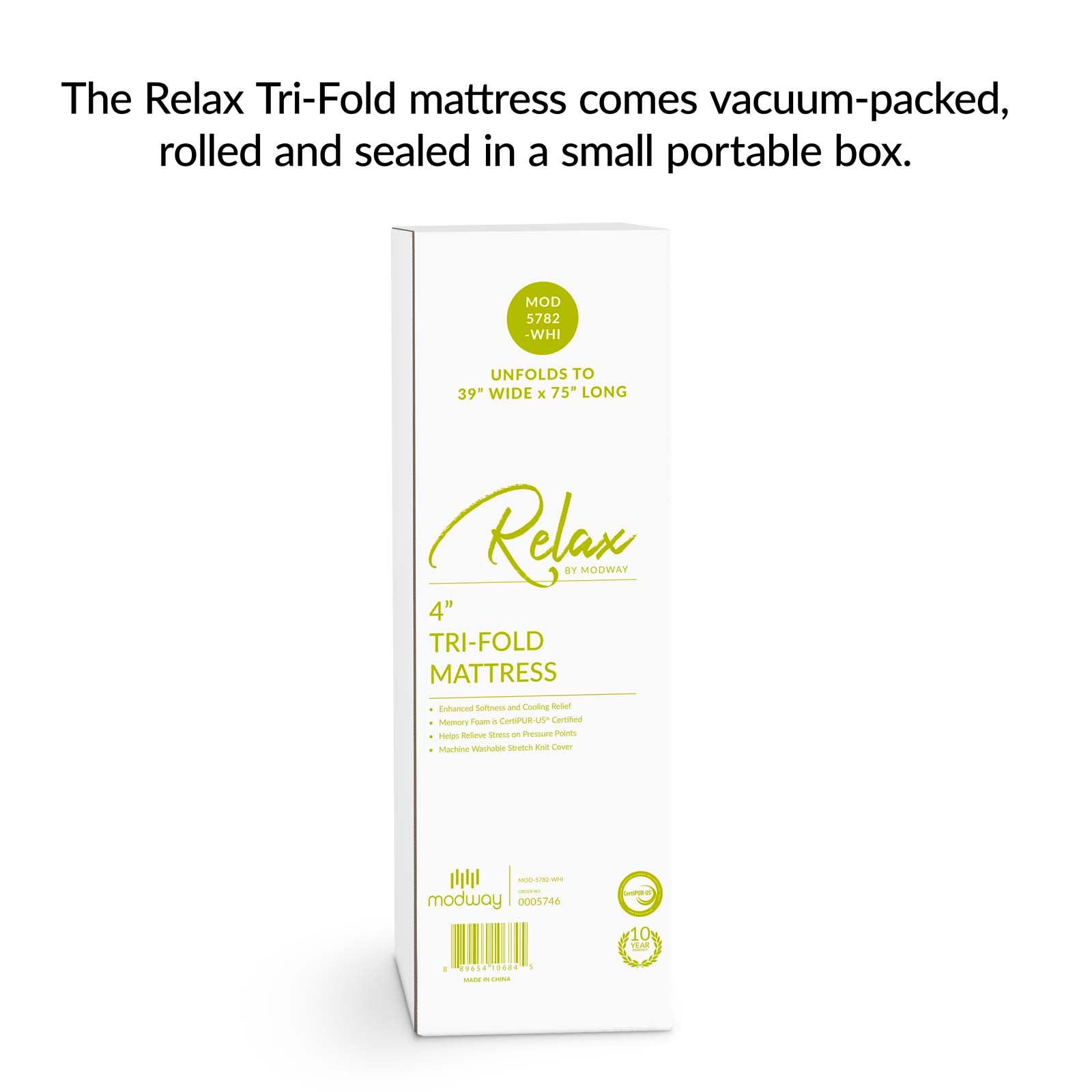 Relax 39 x 75 x 4 (Twin) Tri-Fold Mattress Topper - East Shore Modern Home Furnishings