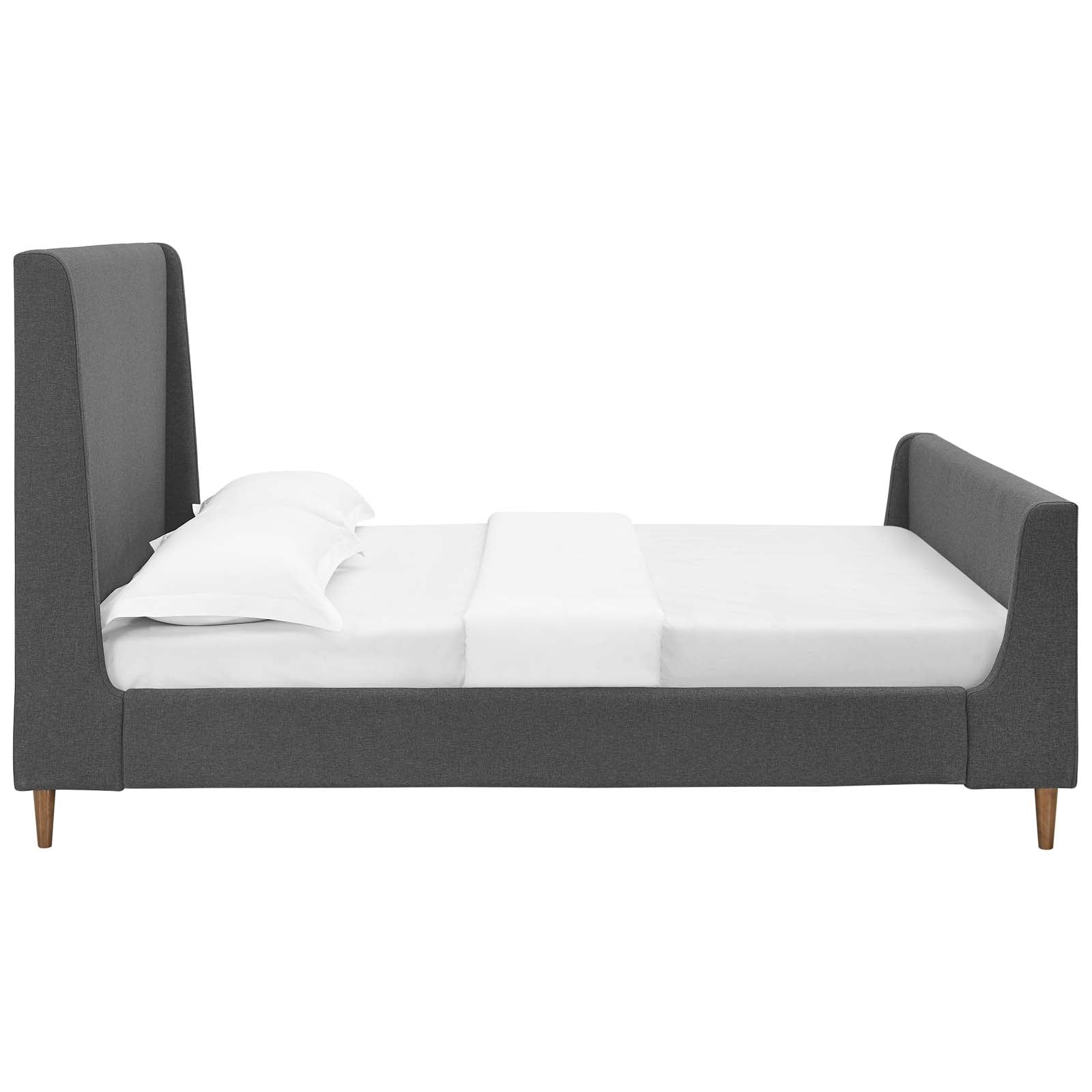 Aubree Queen Upholstered Fabric Sleigh Platform Bed - East Shore Modern Home Furnishings
