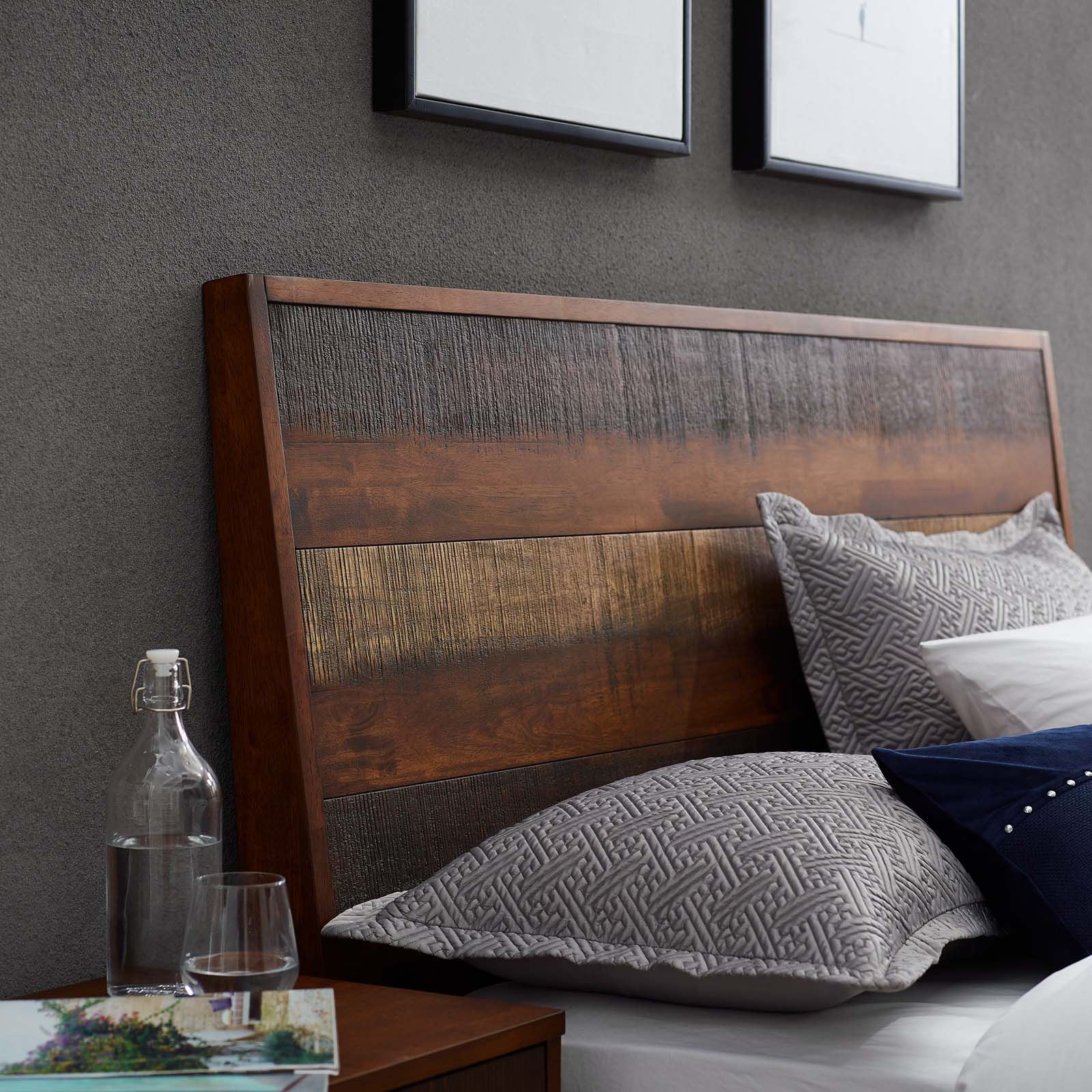 Arwen Queen Rustic Wood Bed in Walnut - East Shore Modern Home Furnishings