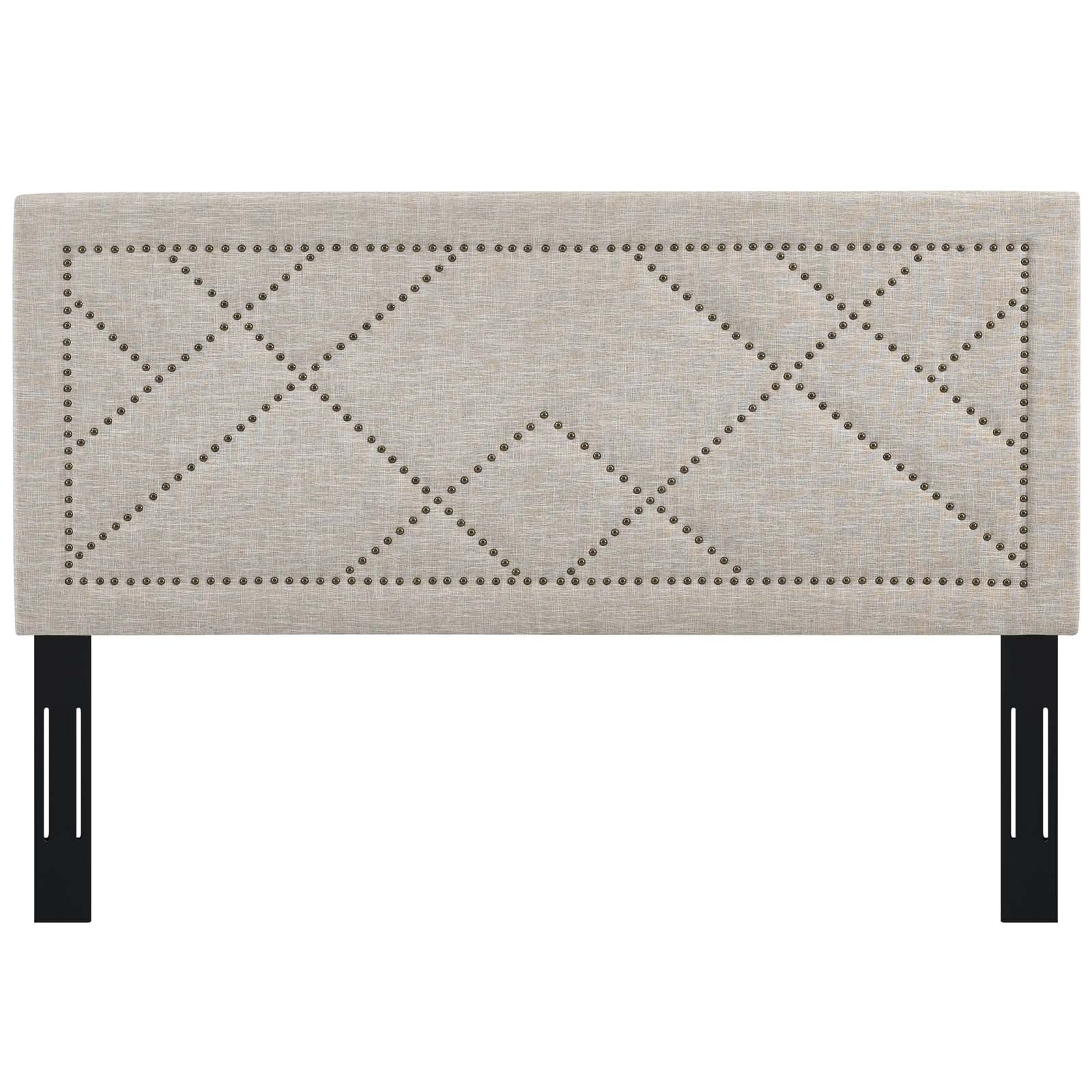 Reese Nailhead Full / Queen Upholstered Linen Fabric Headboard