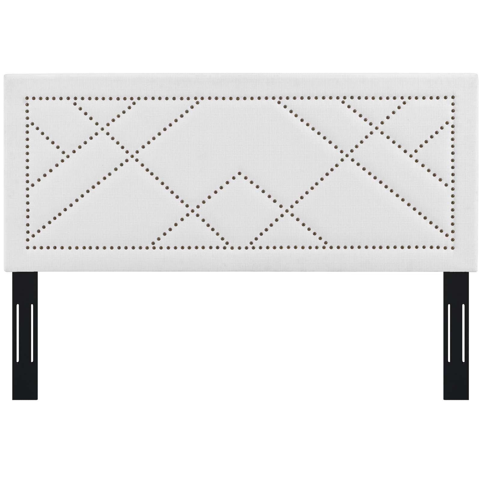 Reese Nailhead Full / Queen Upholstered Linen Fabric Headboard
