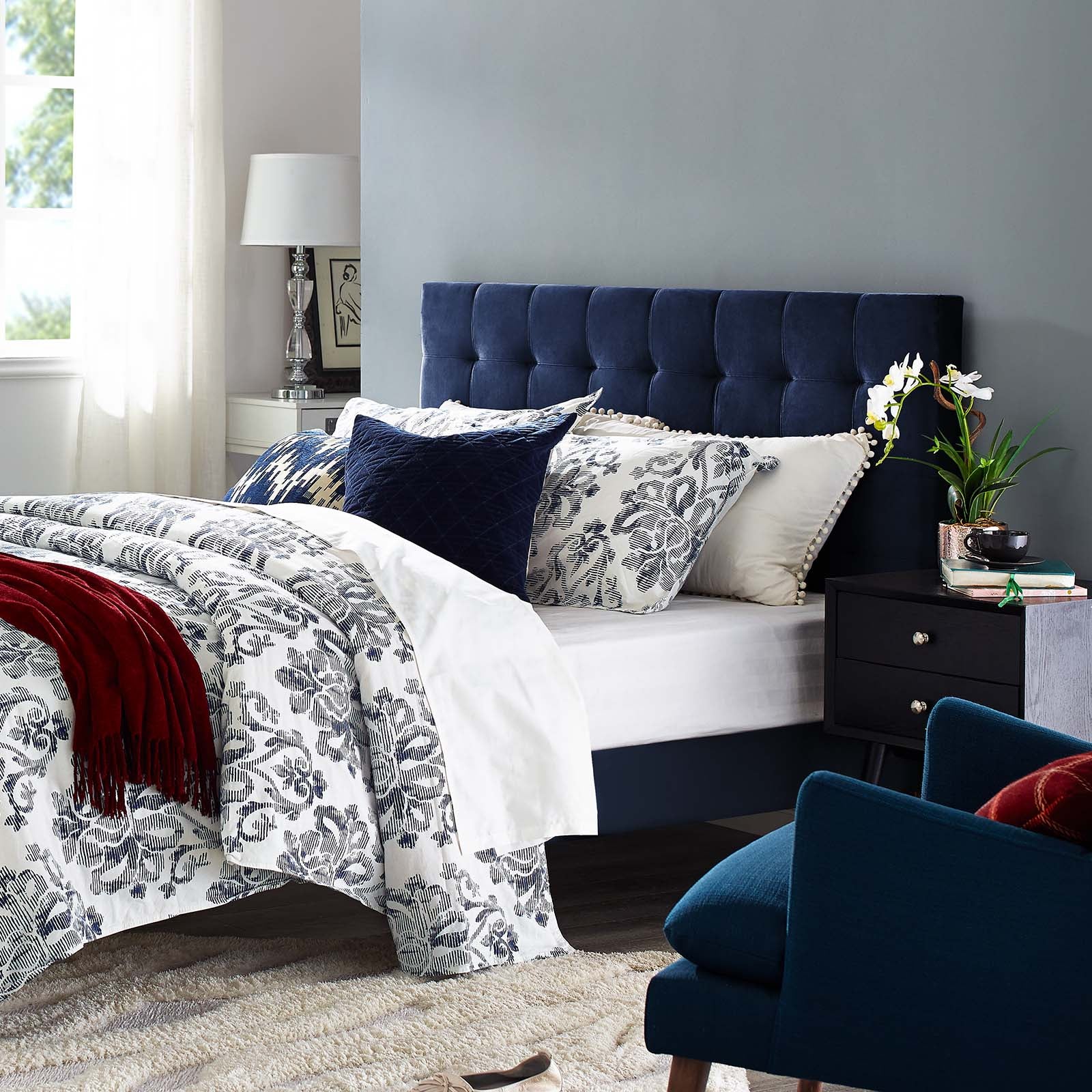 Paisley Tufted Twin Upholstered Performance Velvet Headboard - East Shore Modern Home Furnishings