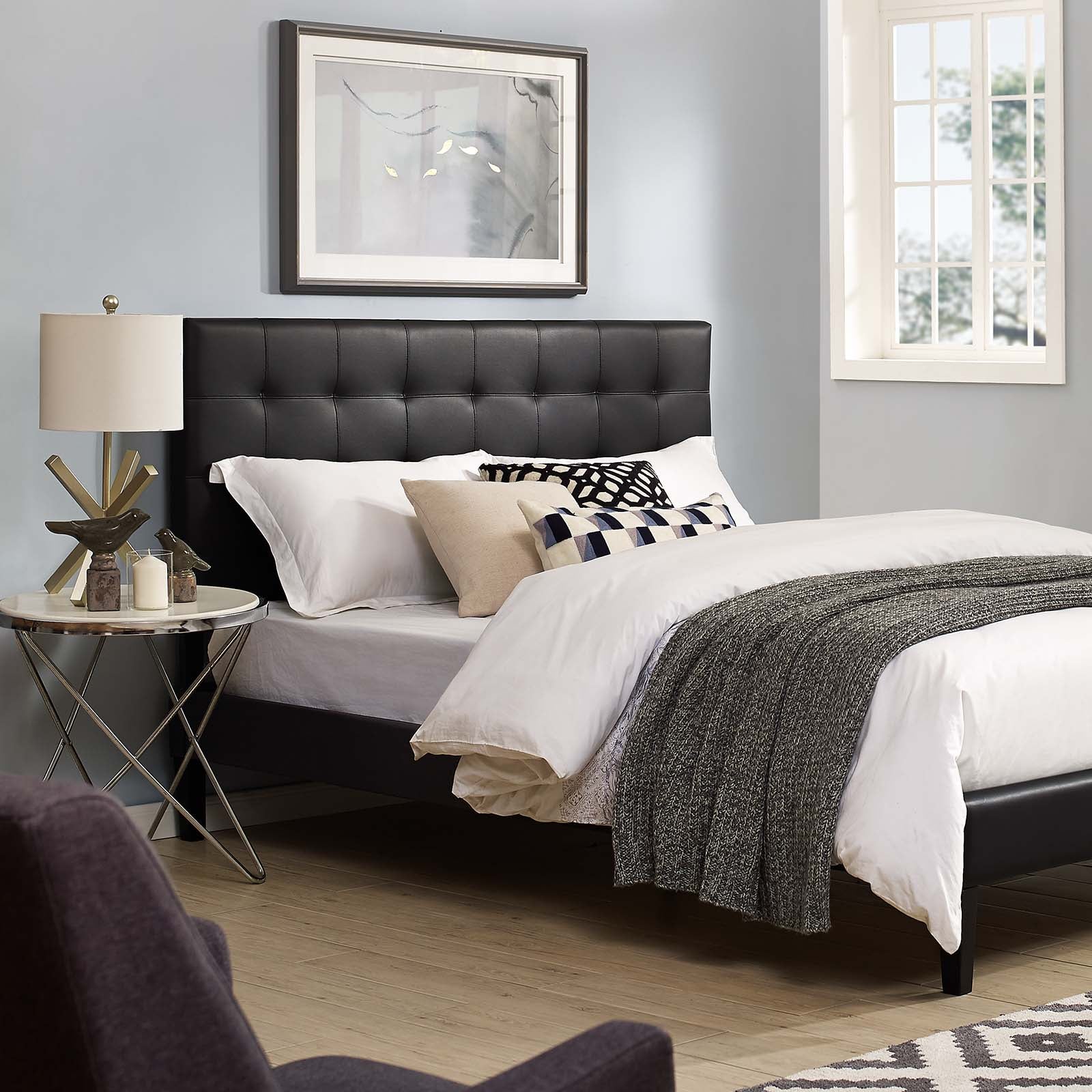Paisley Tufted Twin Upholstered Faux Leather Headboard - East Shore Modern Home Furnishings