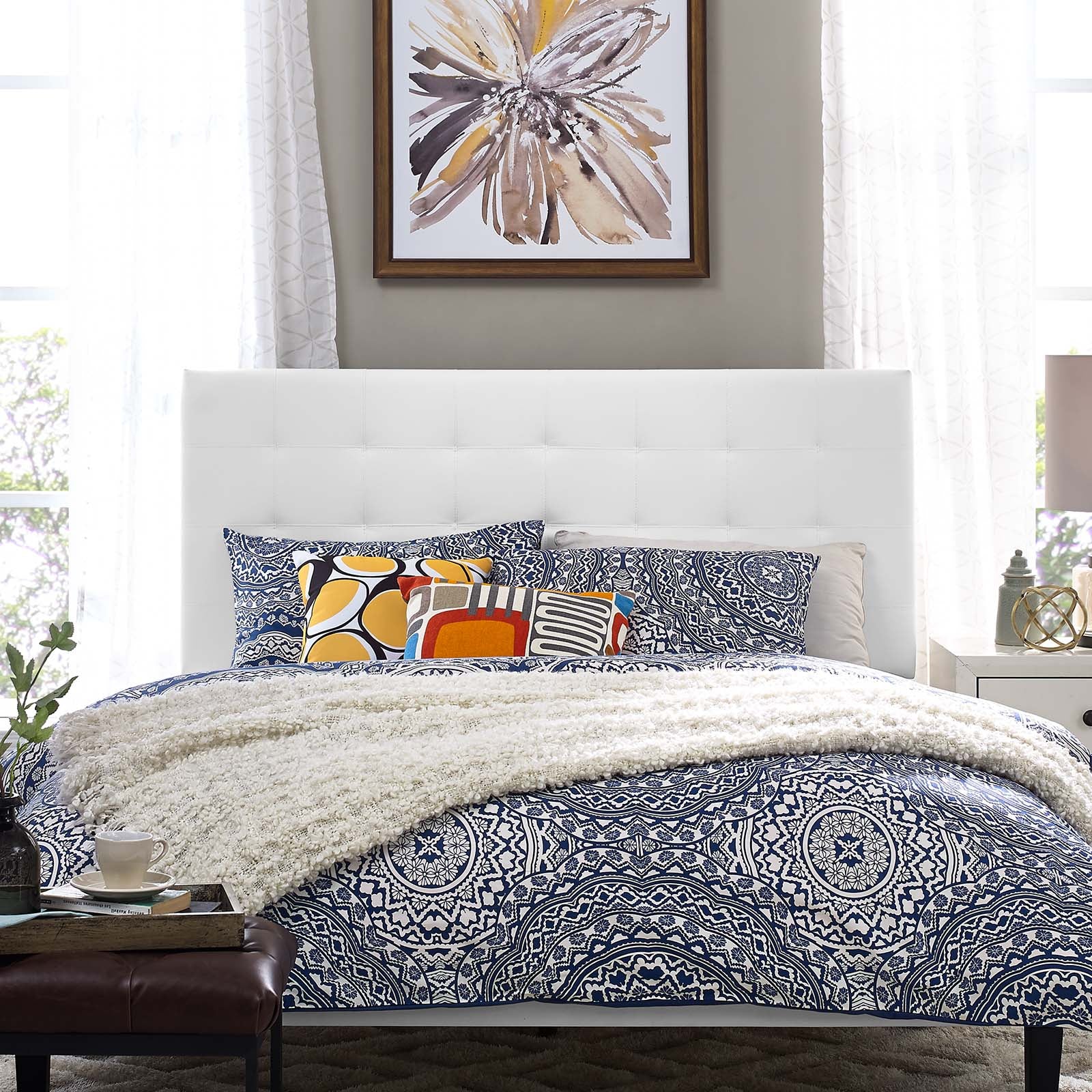 Paisley Tufted Twin Upholstered Faux Leather Headboard - East Shore Modern Home Furnishings