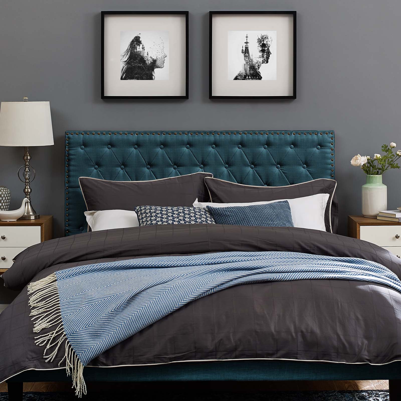Helena Tufted Twin Upholstered Linen Fabric Headboard