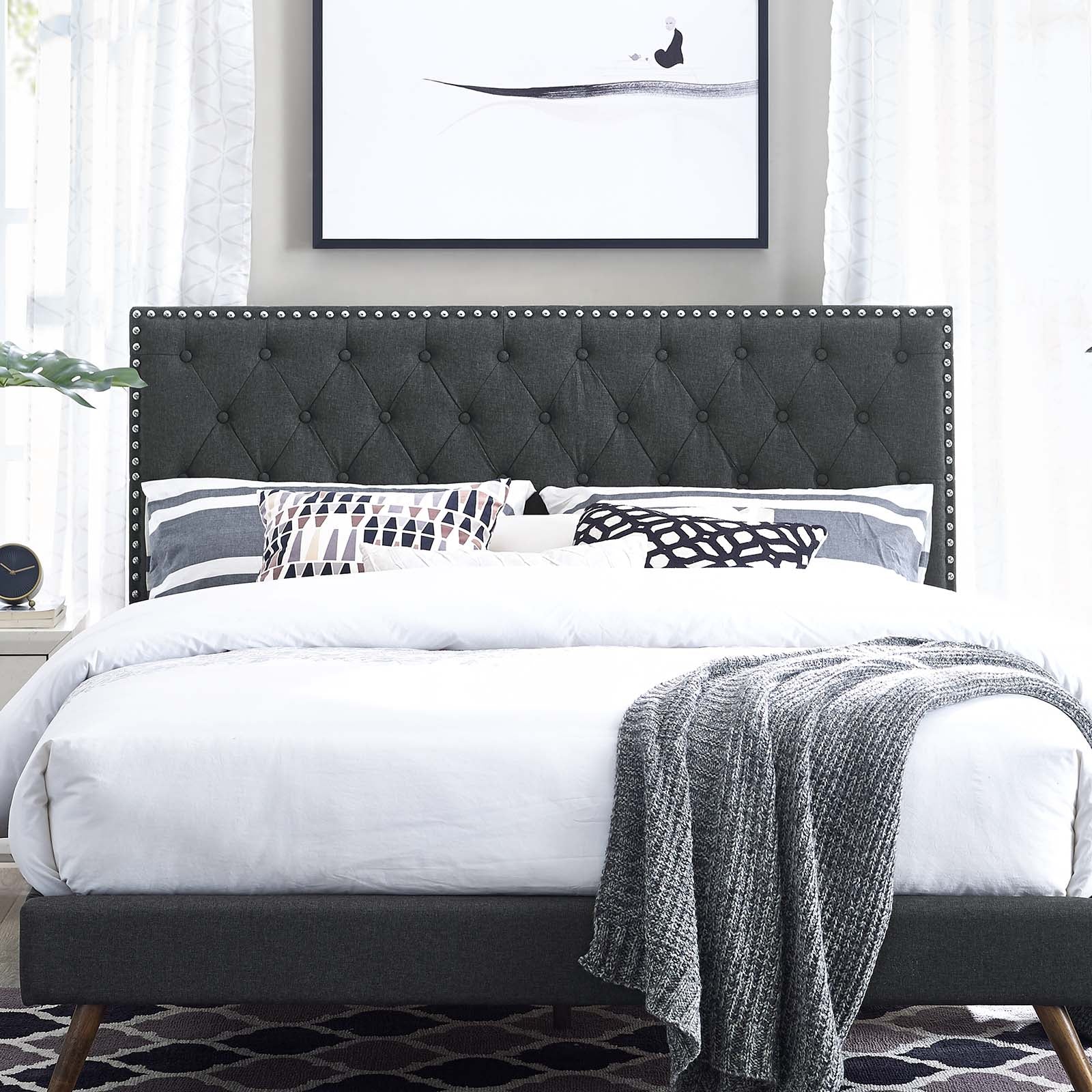 Helena Tufted Twin Upholstered Linen Fabric Headboard