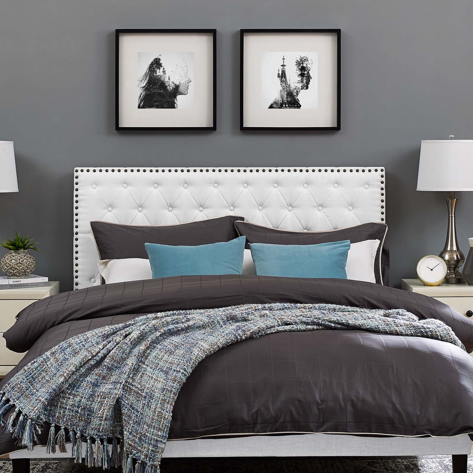 Helena Tufted Twin Upholstered Linen Fabric Headboard