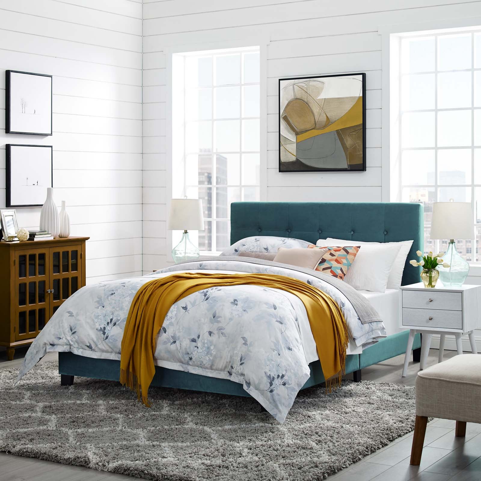 Amira Performance Velvet Bed - East Shore Modern Home Furnishings