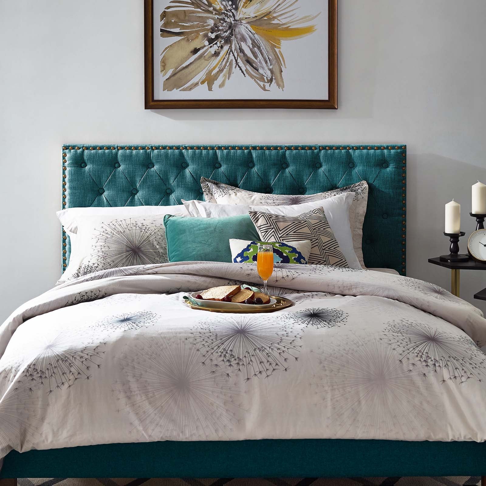 Helena Tufted King and California King Upholstered Linen Fabric Headboard - East Shore Modern Home Furnishings