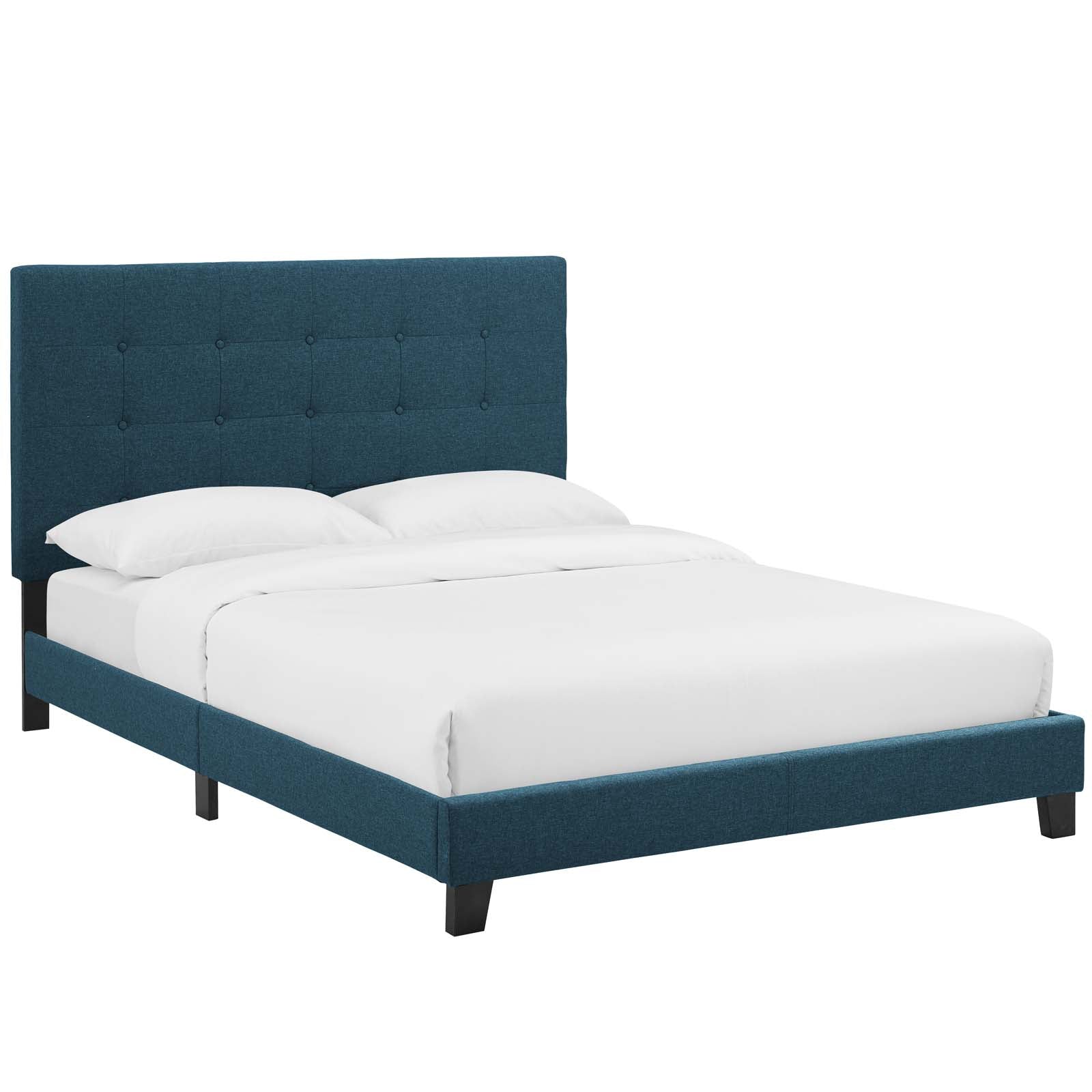 Melanie Full Tufted Button Upholstered Fabric Platform Bed