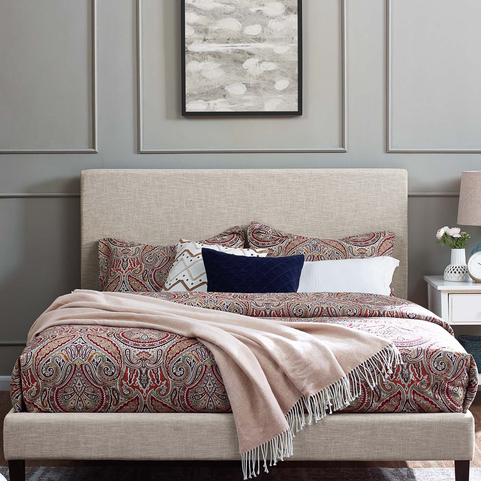 Taylor King and California King Upholstered Linen Fabric Headboard - East Shore Modern Home Furnishings