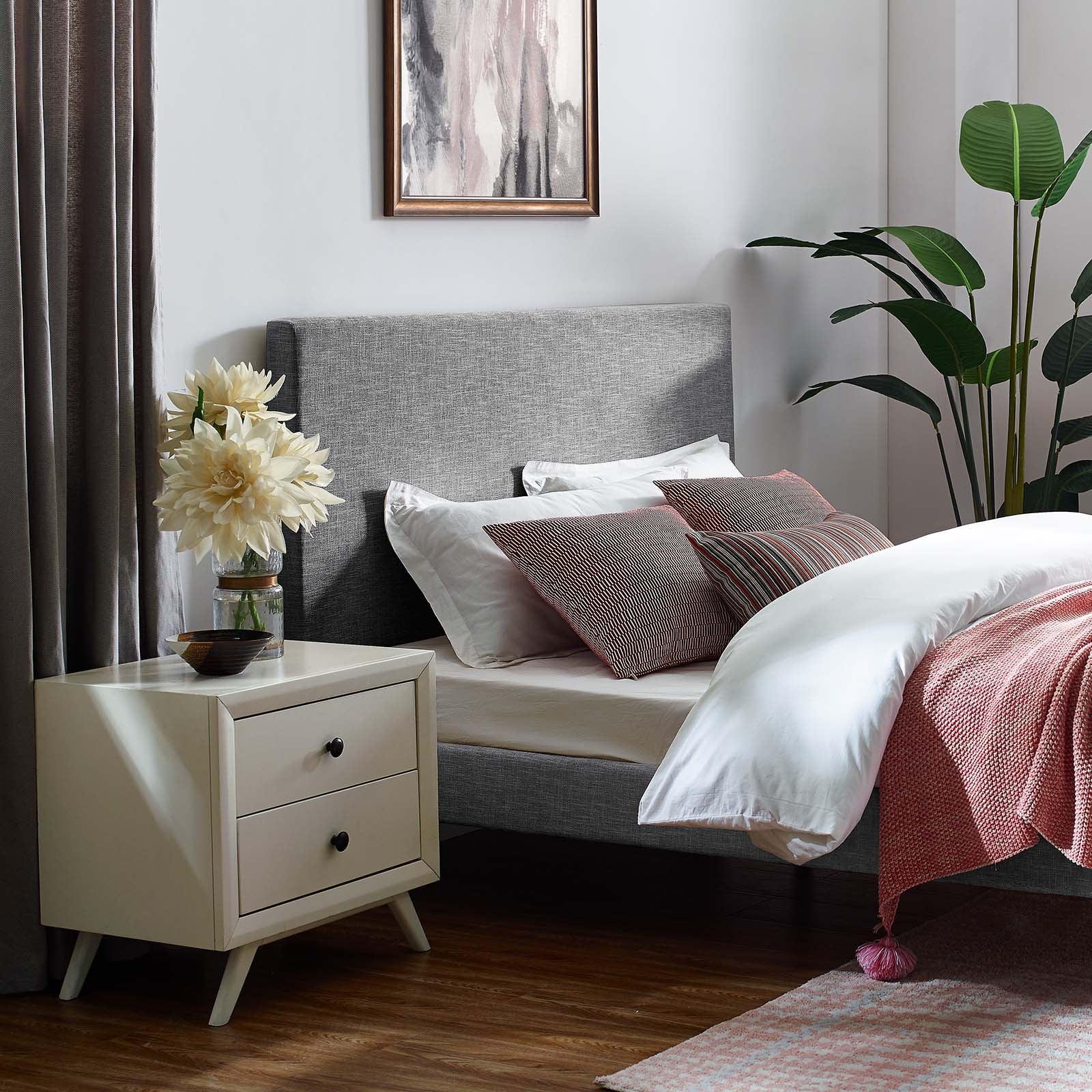 Taylor King and California King Upholstered Linen Fabric Headboard - East Shore Modern Home Furnishings