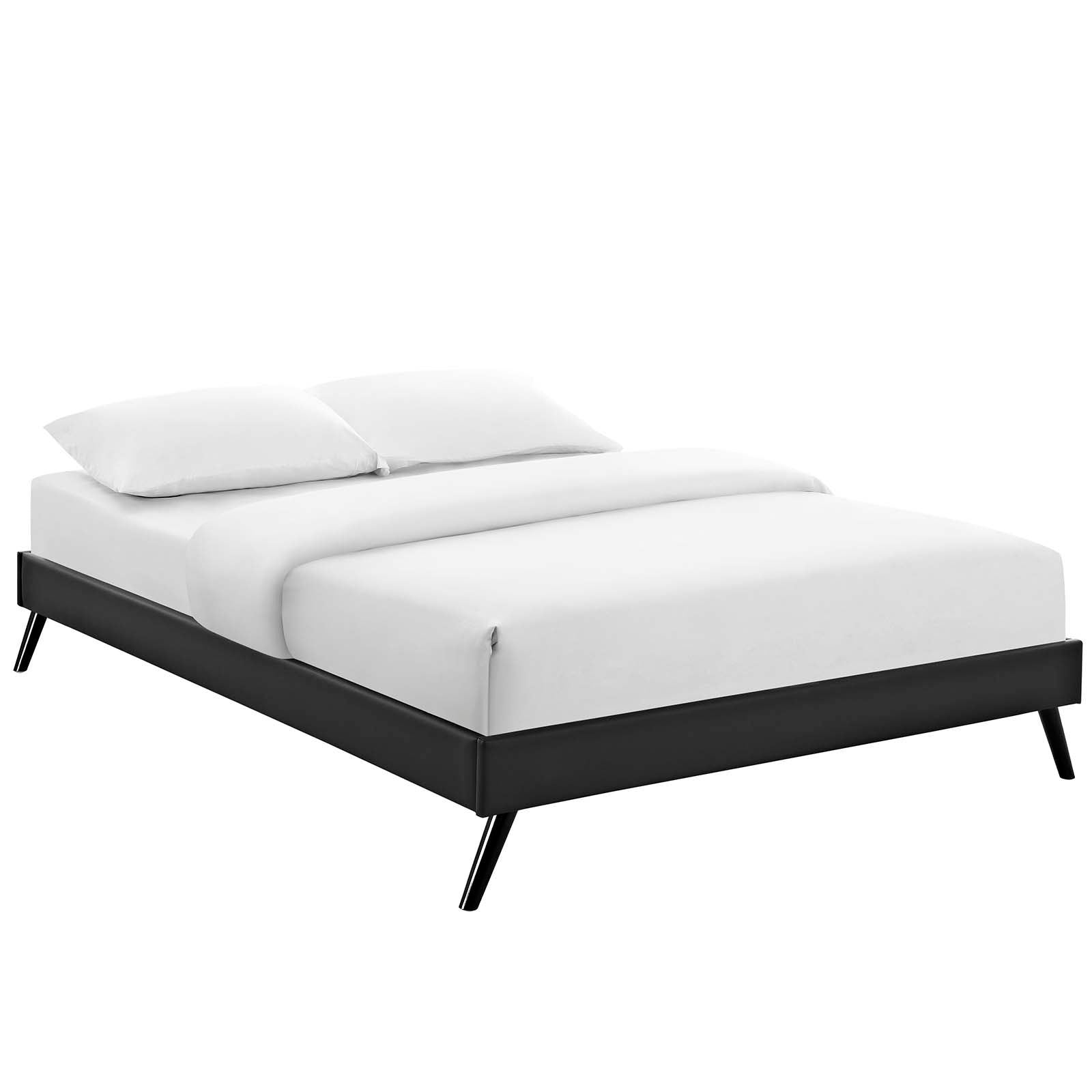 Loryn Queen Vinyl Bed Frame with Round Splayed Legs - East Shore Modern Home Furnishings
