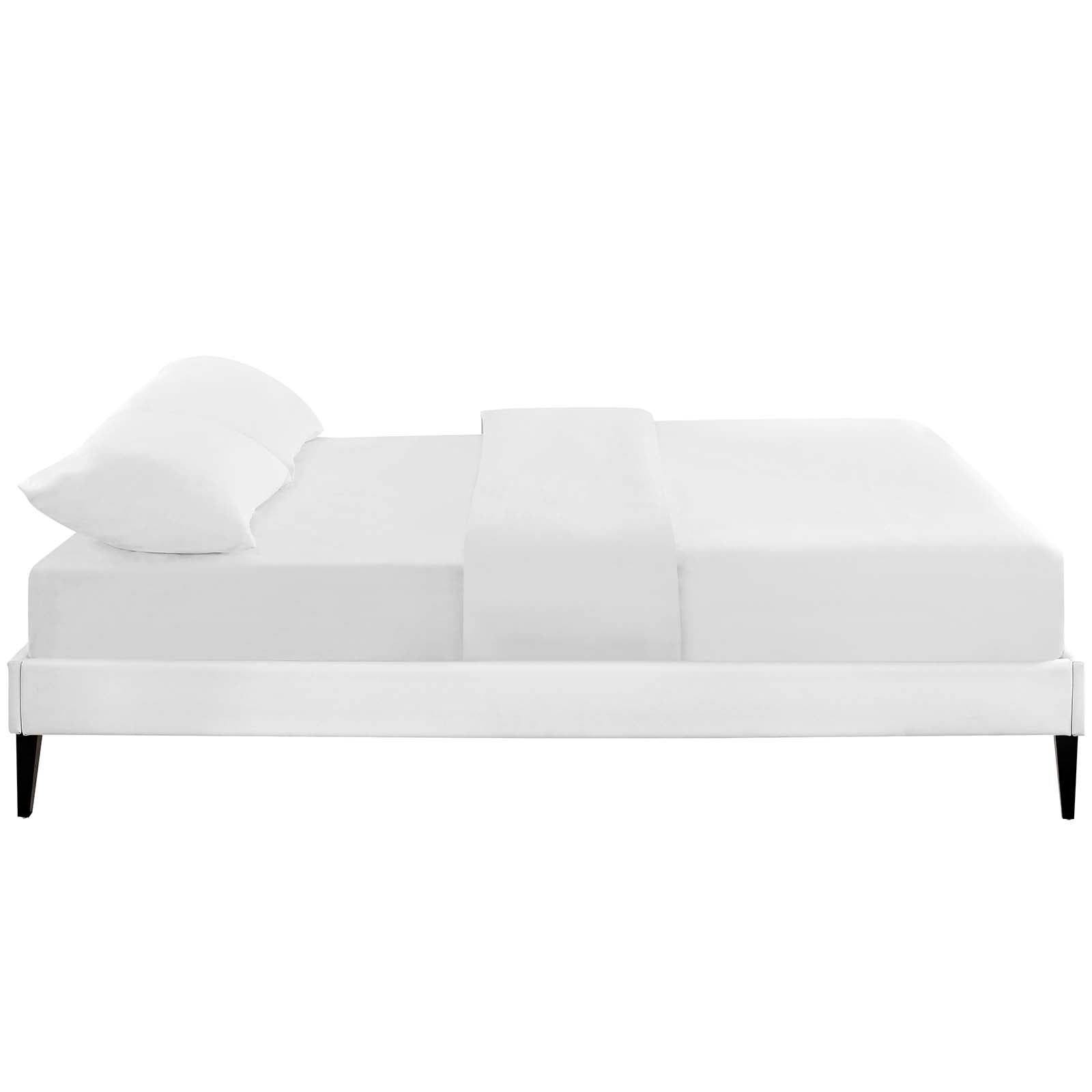 Tessie King Vinyl Bed Frame with Squared Tapered Legs
