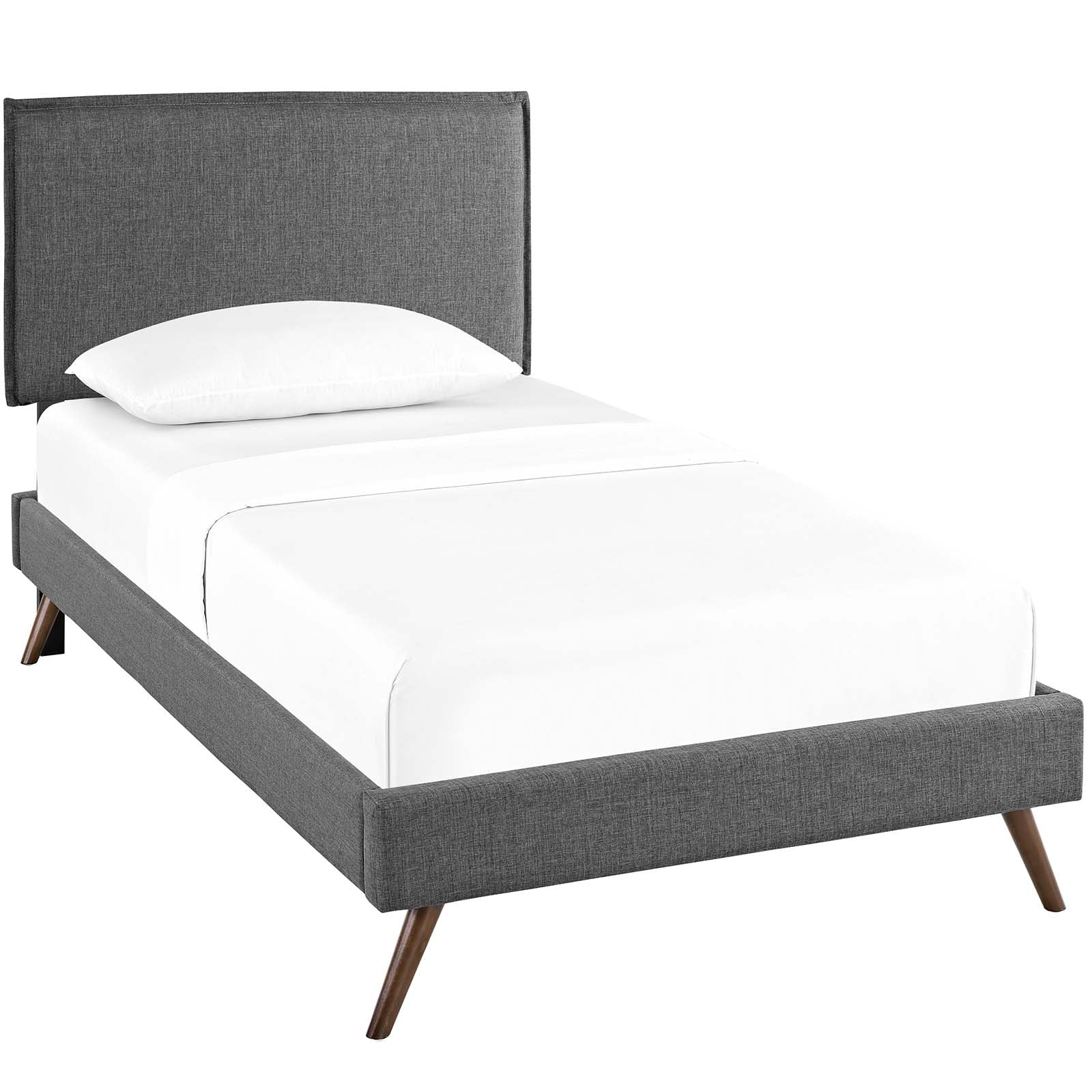 Amaris Twin Fabric Platform Bed with Round Splayed Legs - East Shore Modern Home Furnishings