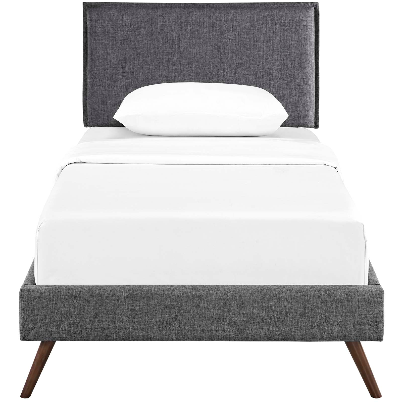 Amaris Twin Fabric Platform Bed with Round Splayed Legs - East Shore Modern Home Furnishings