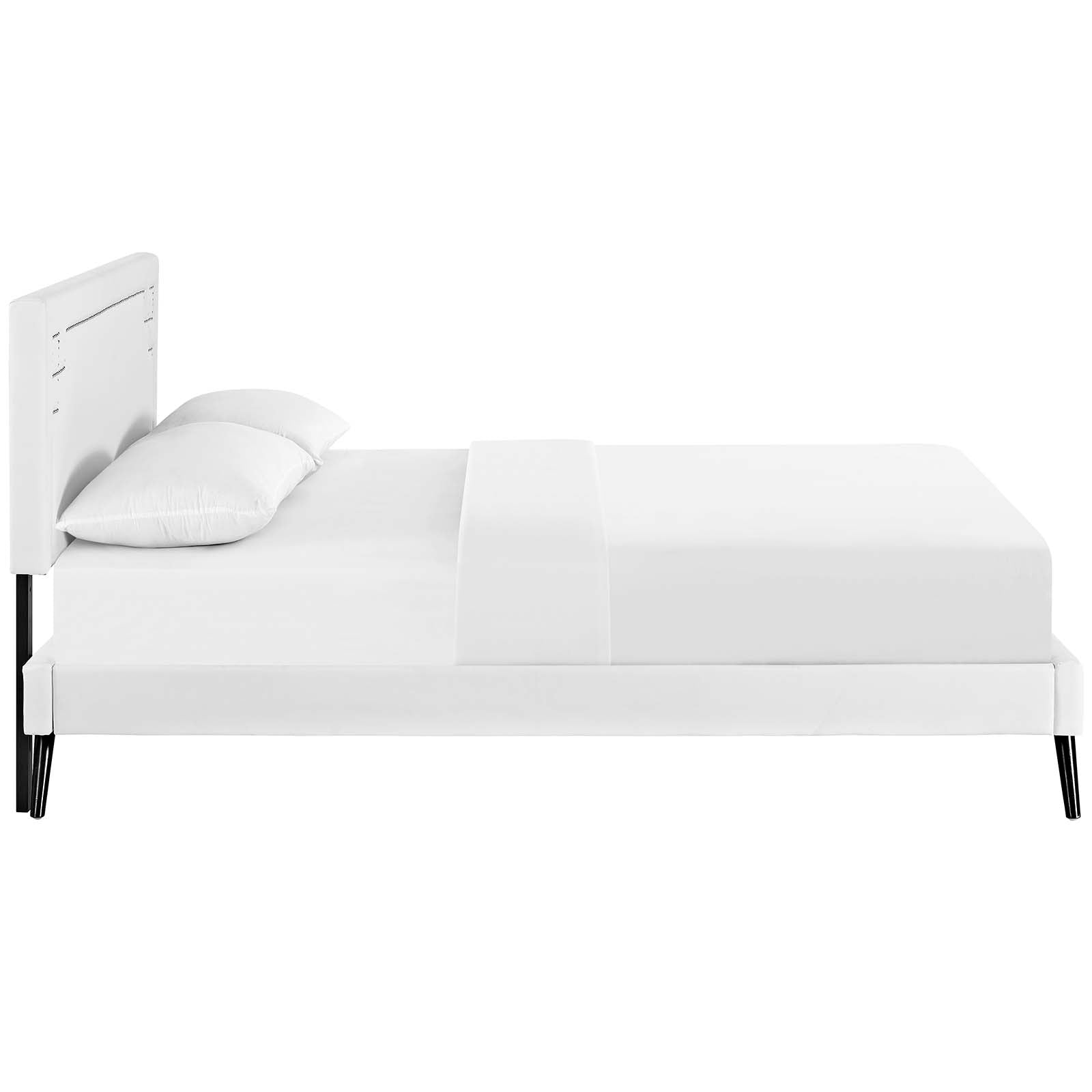 Ruthie Full Vinyl Platform Bed with Round Splayed Legs - East Shore Modern Home Furnishings
