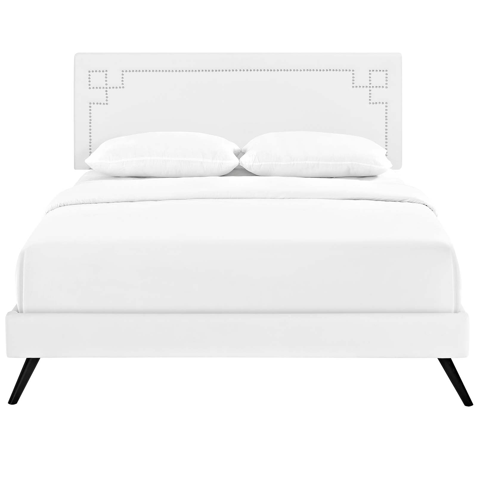 Ruthie Full Vinyl Platform Bed with Round Splayed Legs - East Shore Modern Home Furnishings