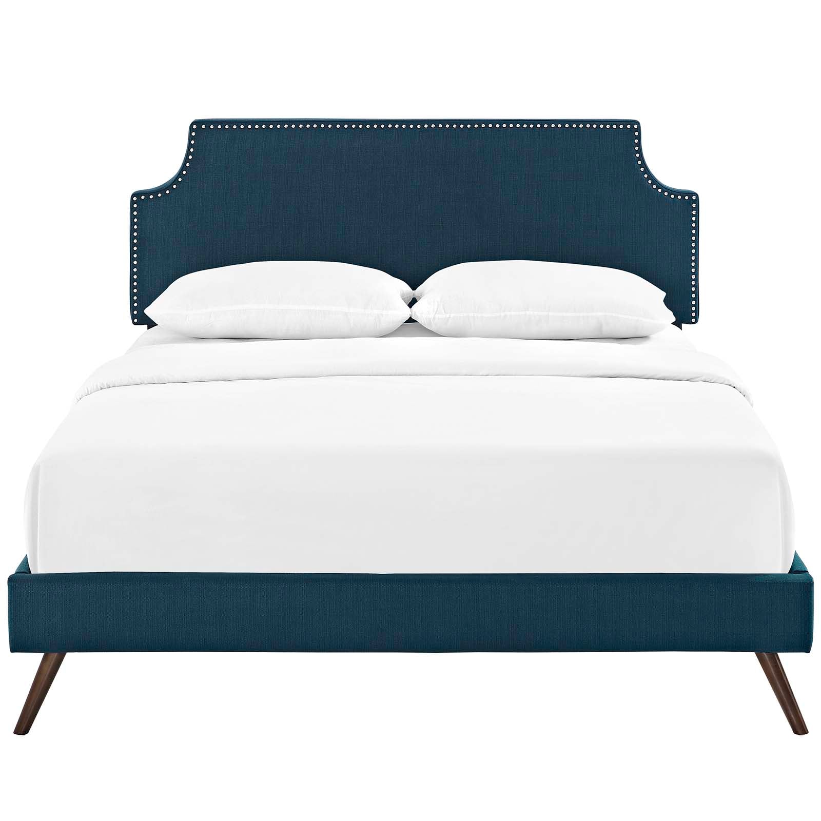 Corene Fabric Platform Bed with Round Splayed Legs