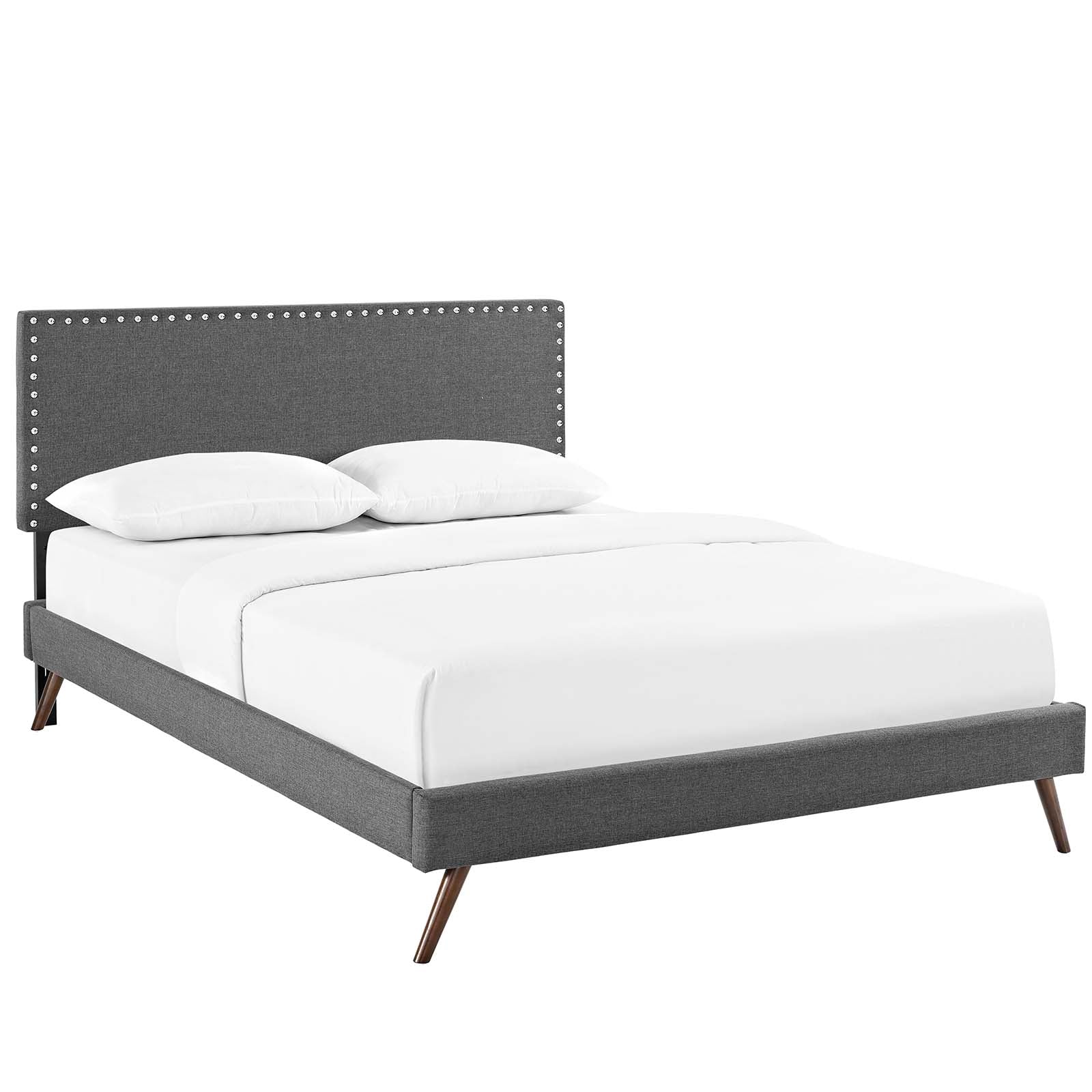 Macie Full Fabric Platform Bed with Round Splayed Legs