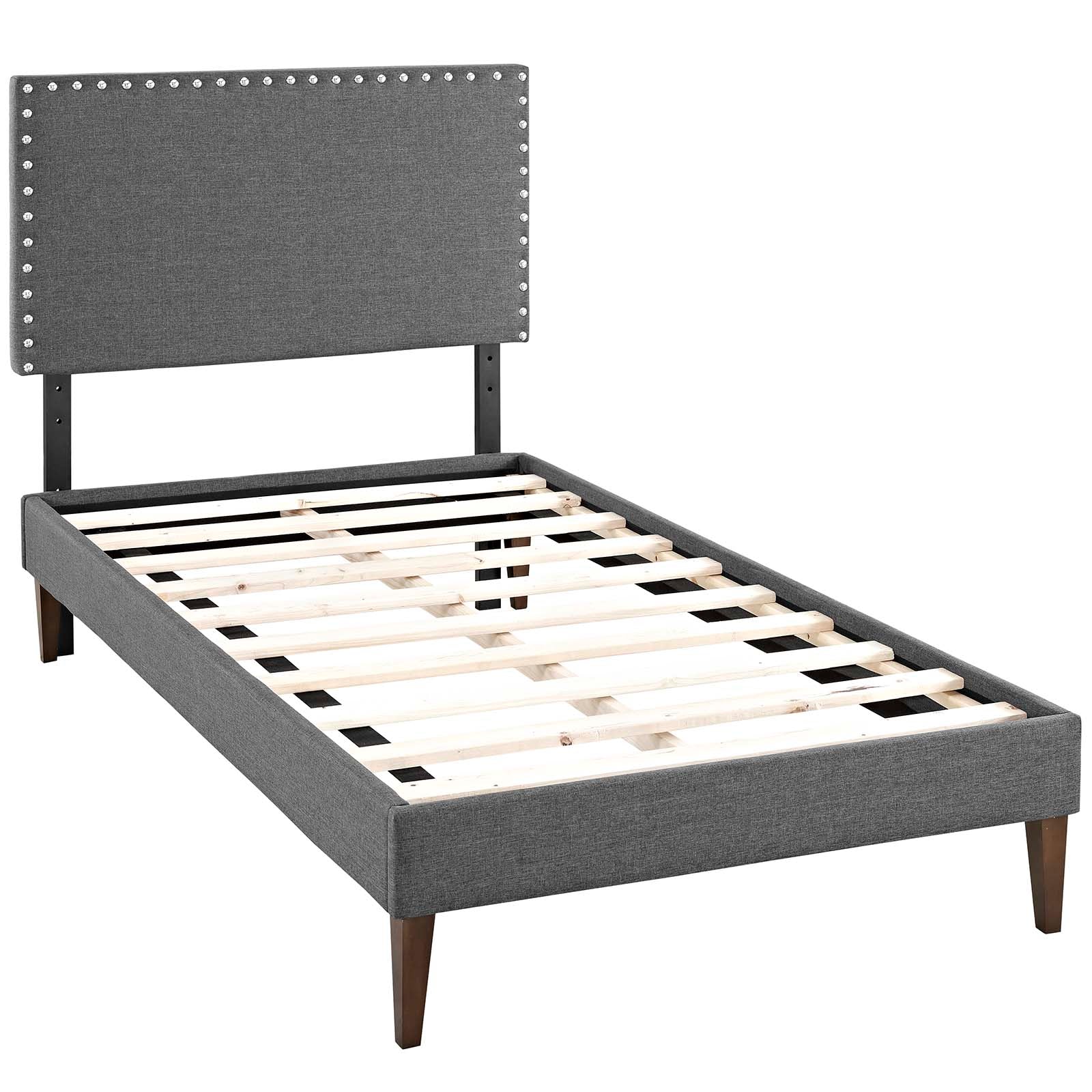 Macie Twin Fabric Platform Bed with Squared Tapered Legs - East Shore Modern Home Furnishings