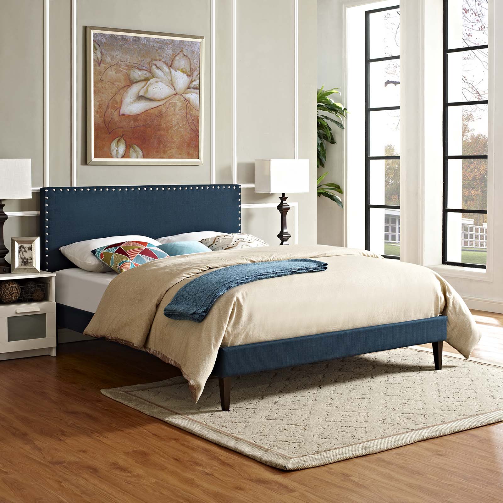 Macie Full Fabric Platform Bed with Squared Tapered Legs - East Shore Modern Home Furnishings