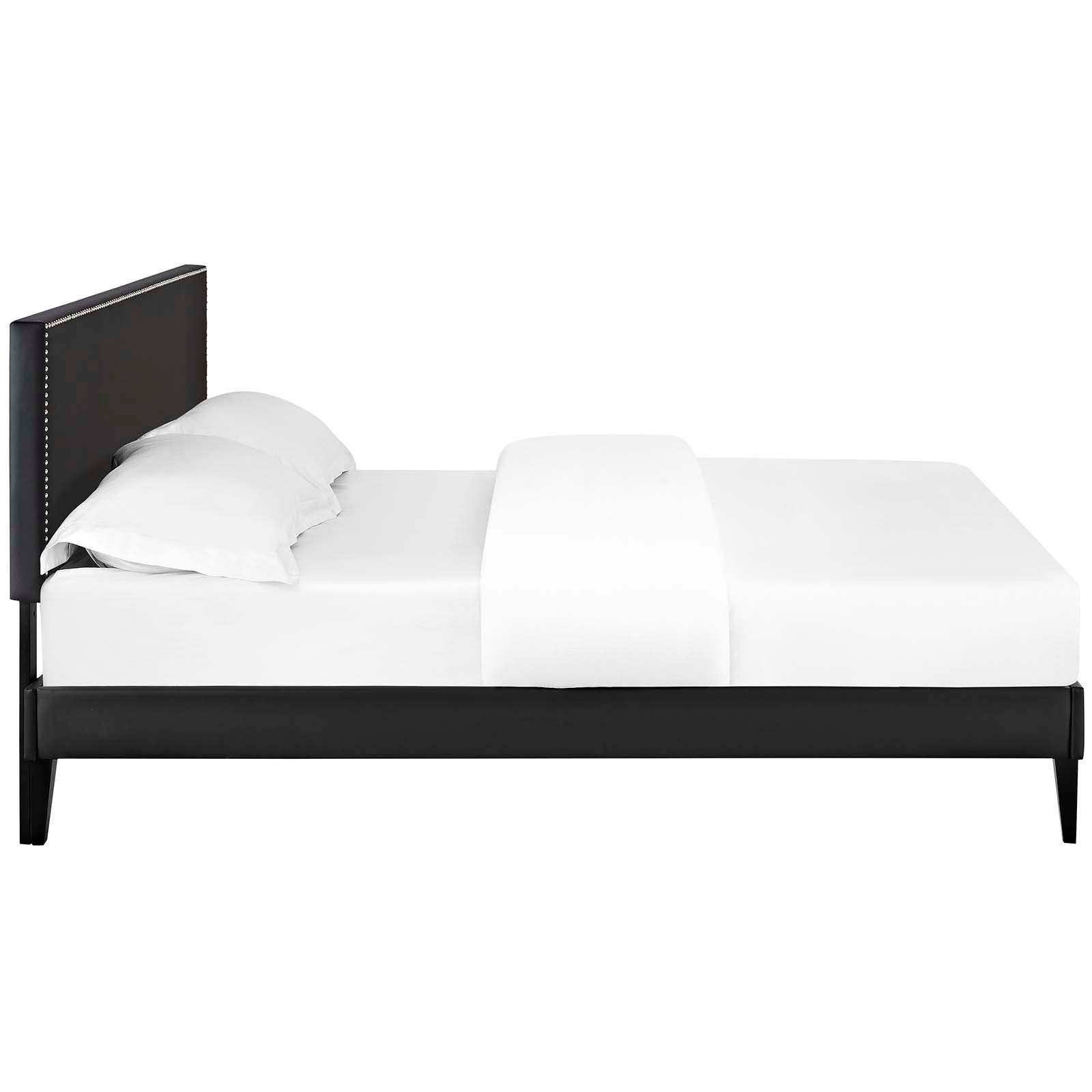 Macie Queen Vinyl Platform Bed with Squared Tapered Legs - East Shore Modern Home Furnishings