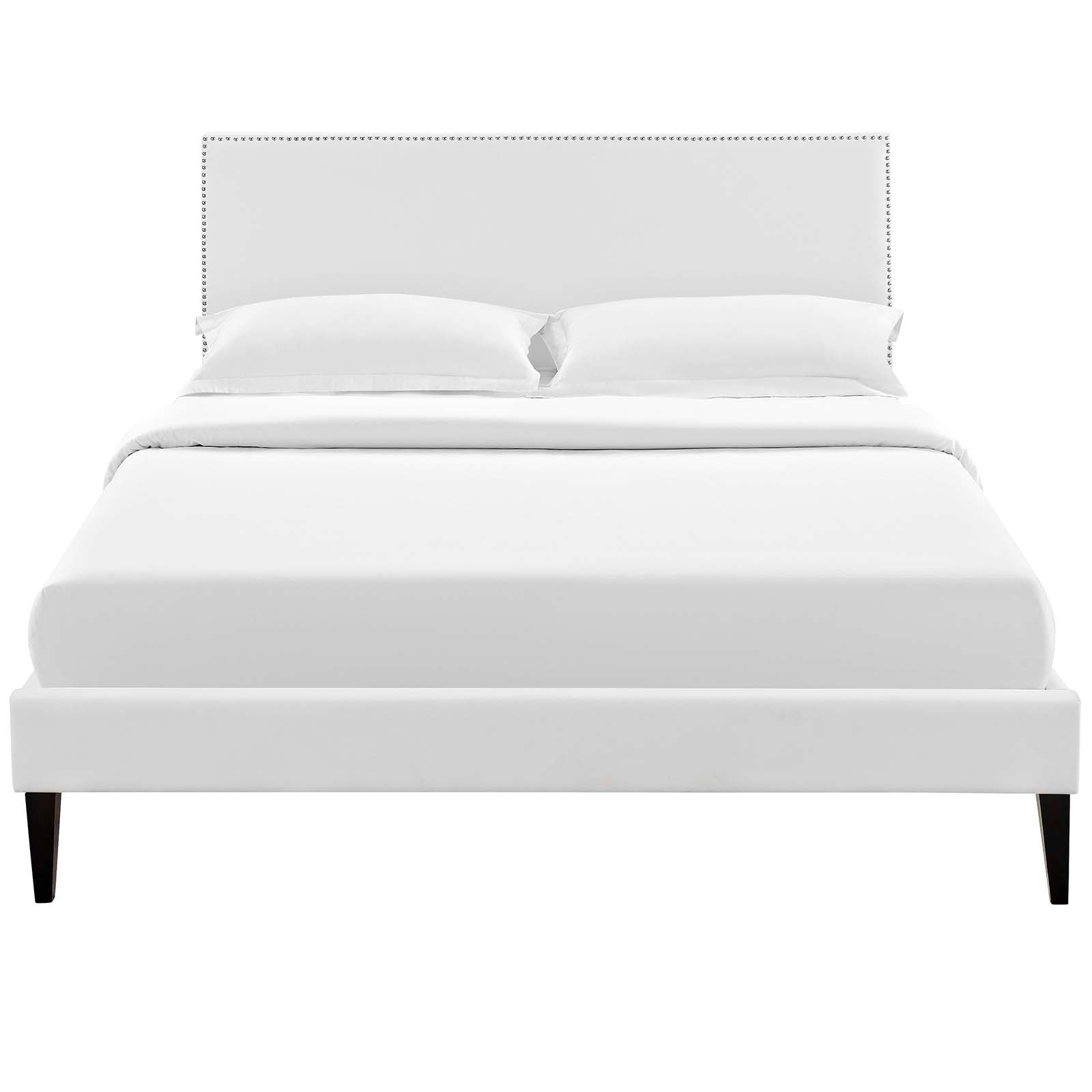Macie King Vinyl Platform Bed with Squared Tapered Legs