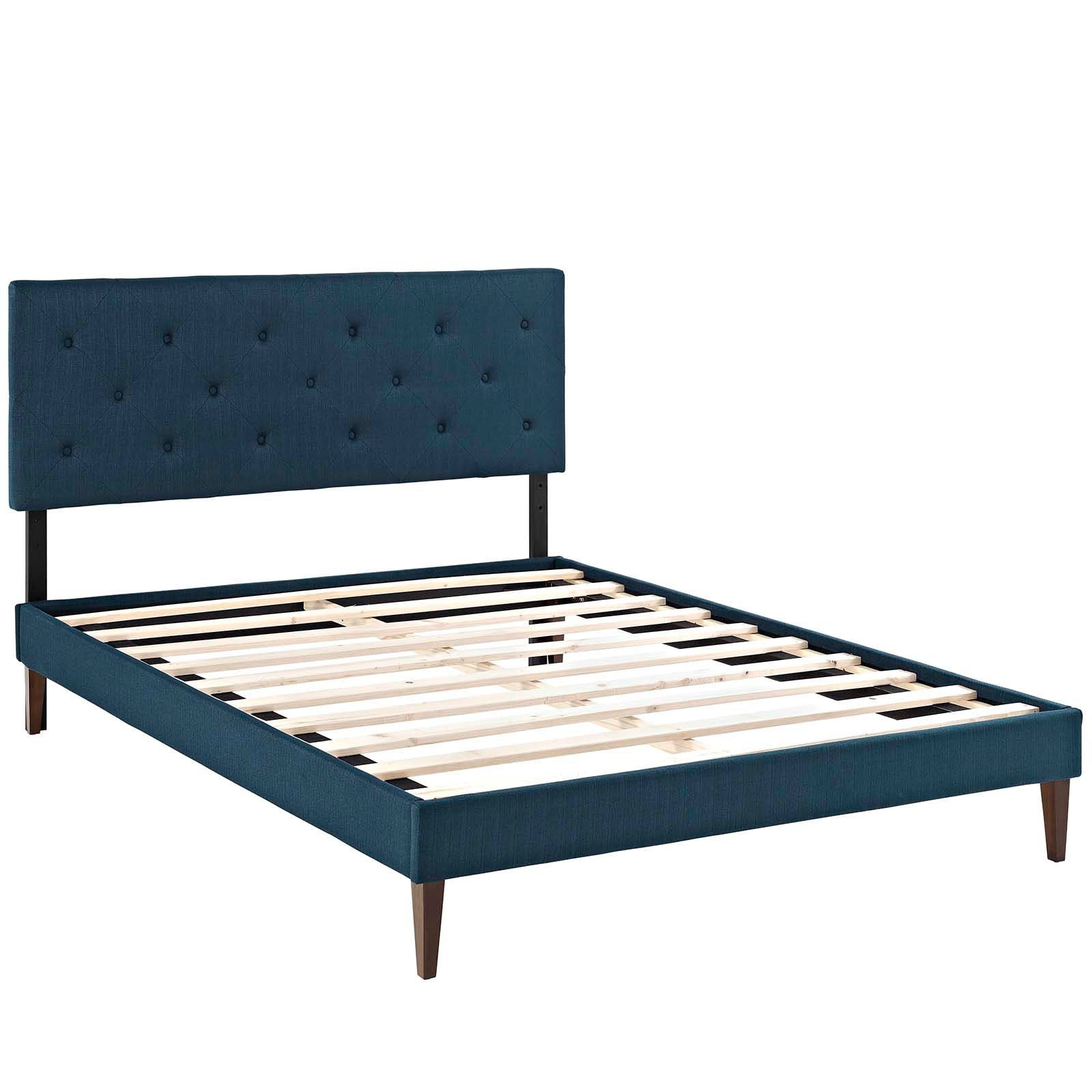 Tarah King Fabric Platform Bed with Squared Tapered Legs - East Shore Modern Home Furnishings