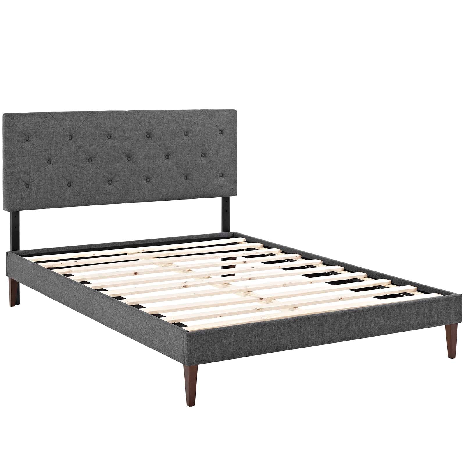 Tarah King Fabric Platform Bed with Squared Tapered Legs