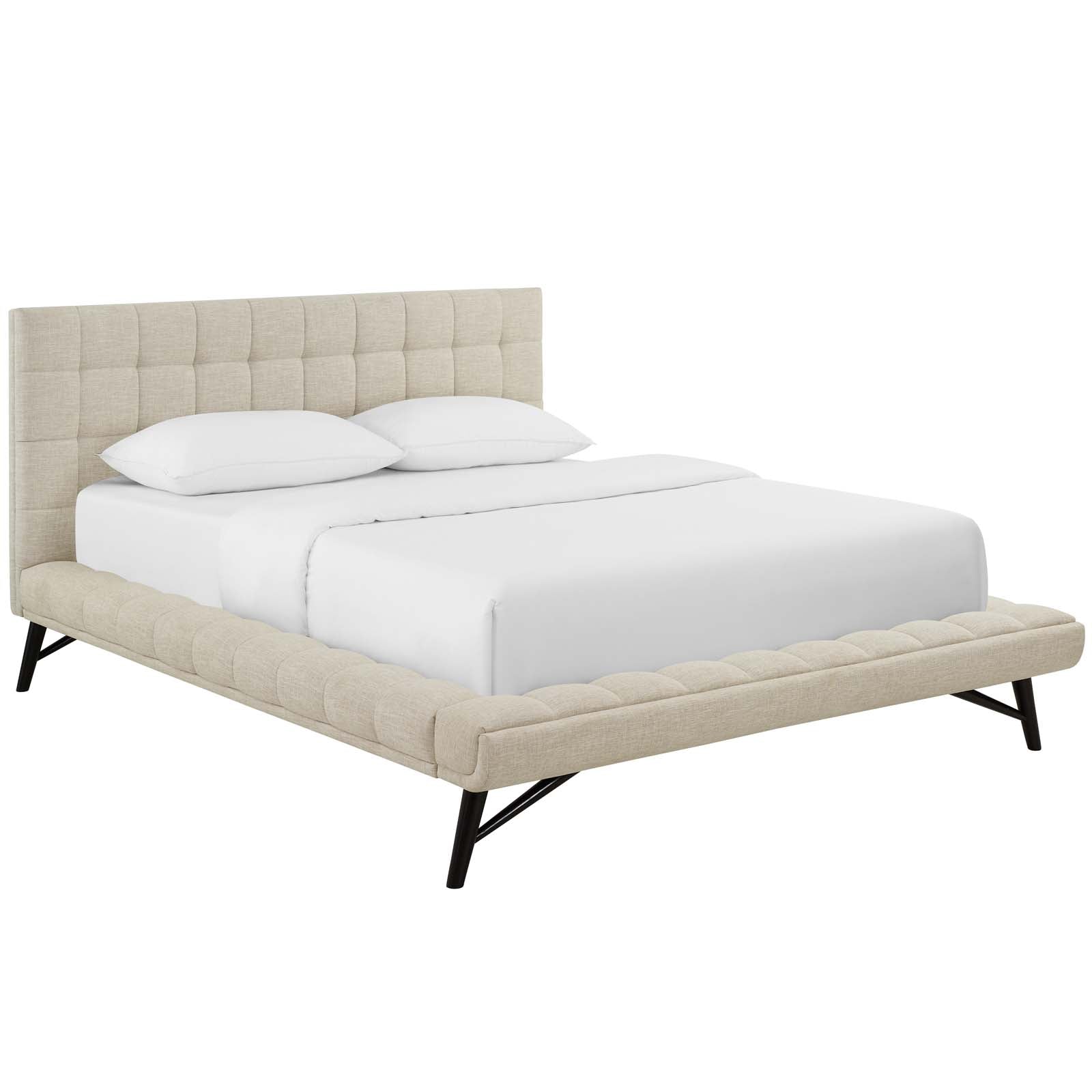 Julia Queen Biscuit Tufted Upholstered Fabric Platform Bed - East Shore Modern Home Furnishings