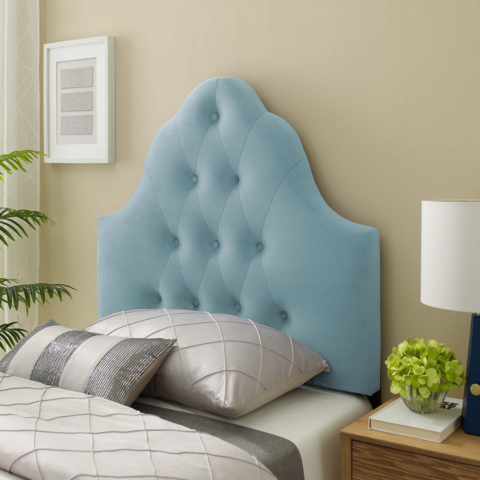 Sovereign Twin Diamond Tufted Performance Velvet Headboard