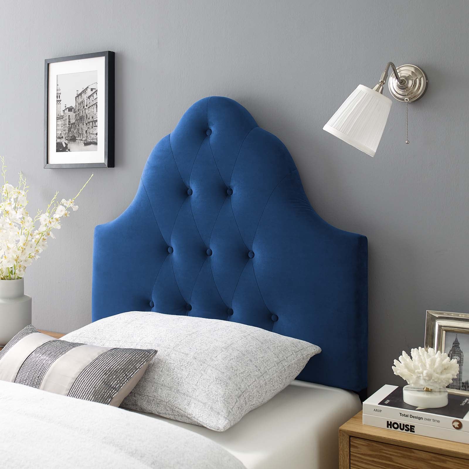 Sovereign Twin Diamond Tufted Performance Velvet Headboard