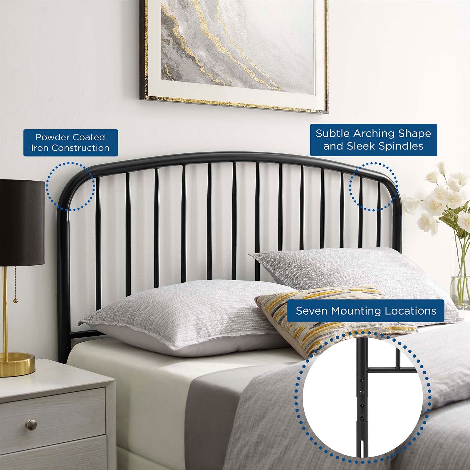 Nova Queen Metal Headboard - East Shore Modern Home Furnishings