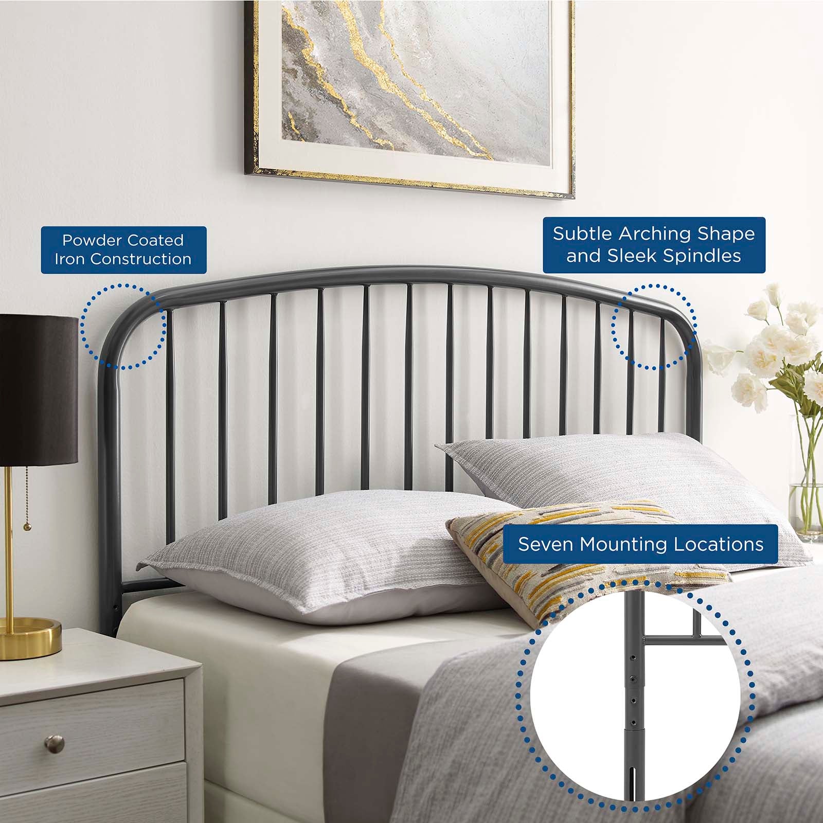 Nova Queen Metal Headboard - East Shore Modern Home Furnishings