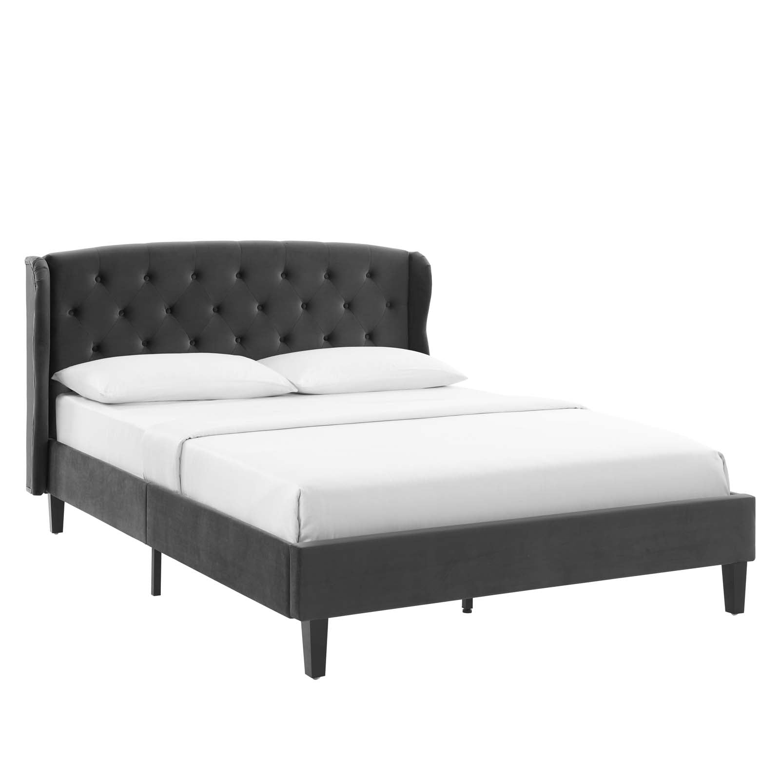 Penelope Tufted Wingback Queen Performance Velvet Platform Bed - East Shore Modern Home Furnishings