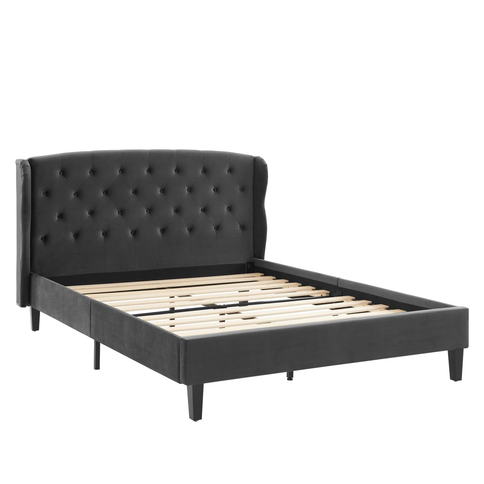 Penelope Tufted Wingback Queen Performance Velvet Platform Bed - East Shore Modern Home Furnishings