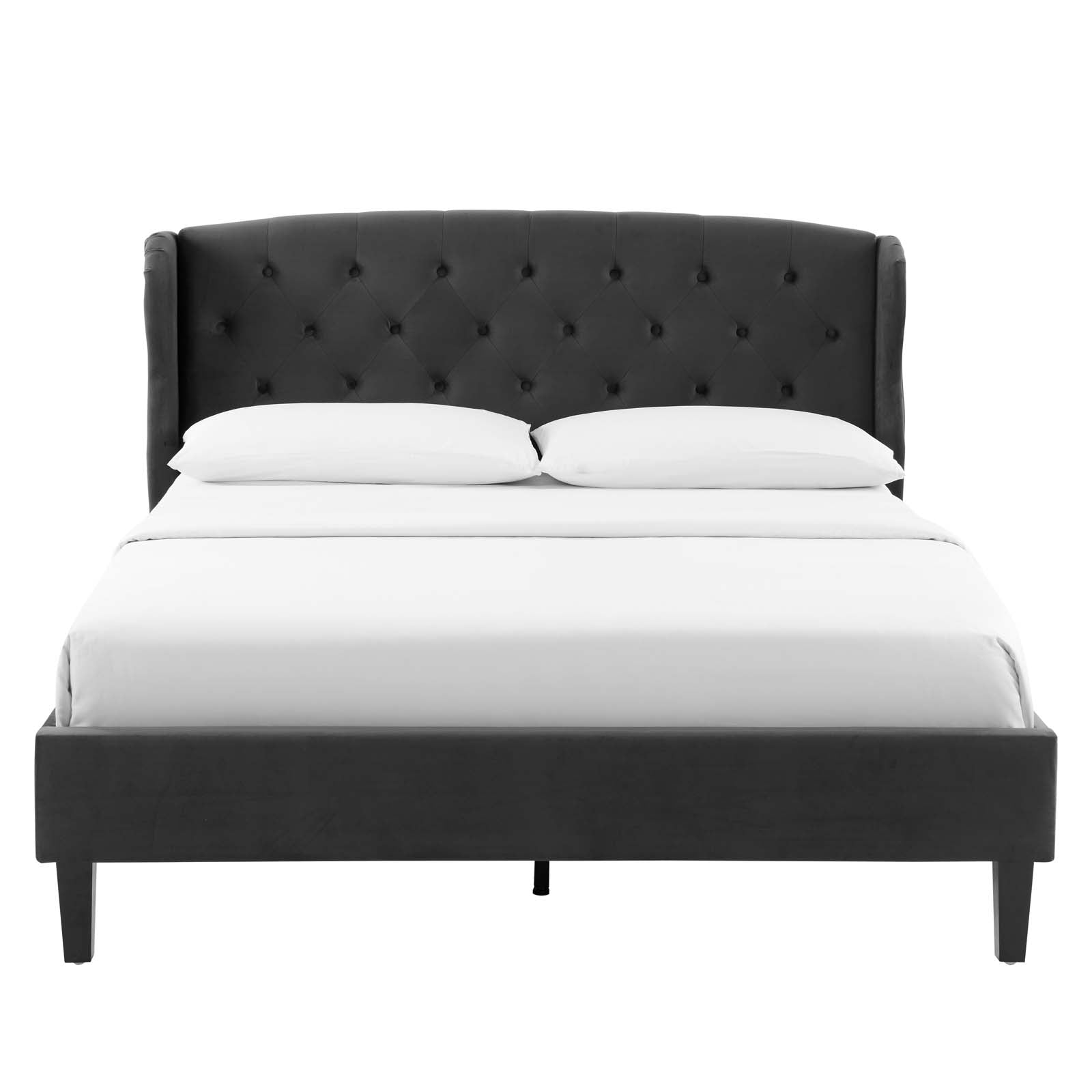 Penelope Tufted Wingback Queen Performance Velvet Platform Bed - East Shore Modern Home Furnishings