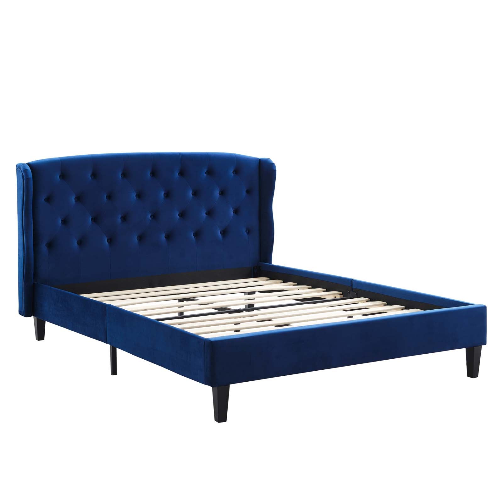 Penelope Tufted Wingback Queen Performance Velvet Platform Bed - East Shore Modern Home Furnishings