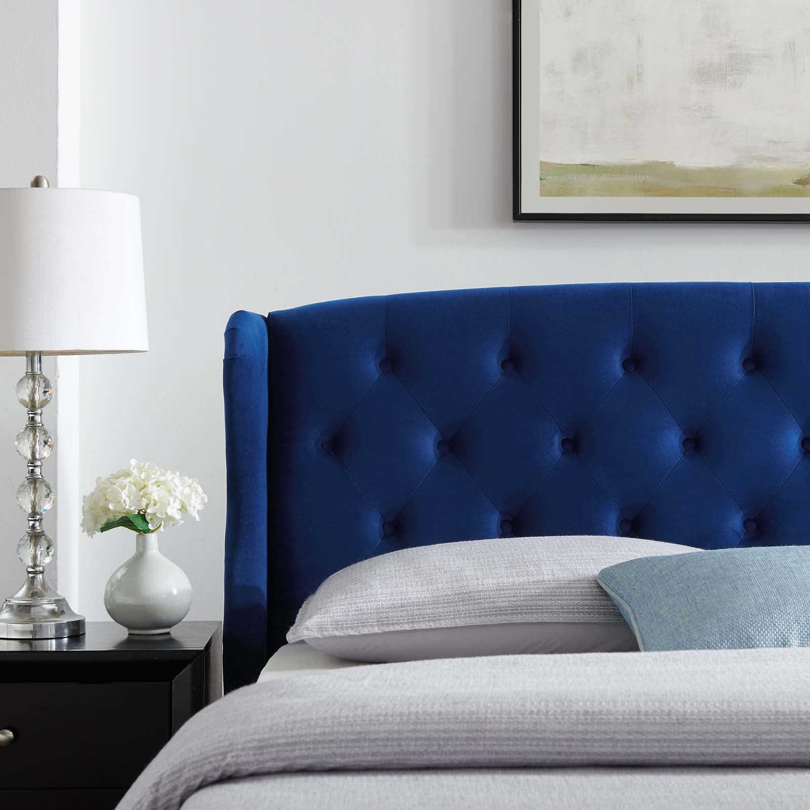 Penelope Tufted Wingback Queen Performance Velvet Platform Bed - East Shore Modern Home Furnishings