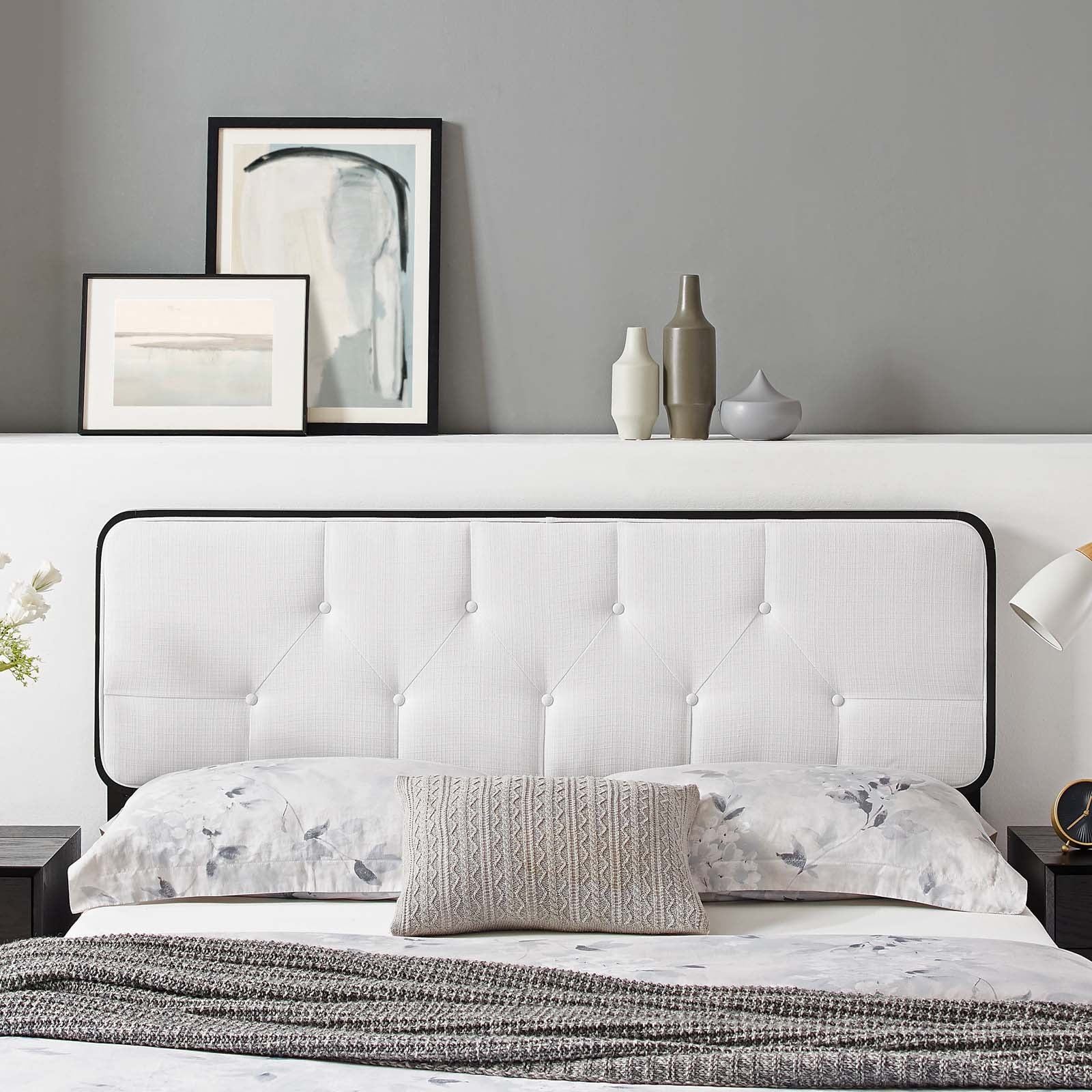 Collins Tufted Fabric and Wood Headboard