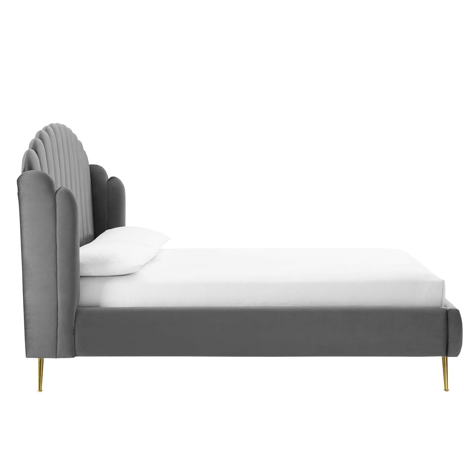 Lana Queen Performance Velvet Wingback Platform Bed - East Shore Modern Home Furnishings