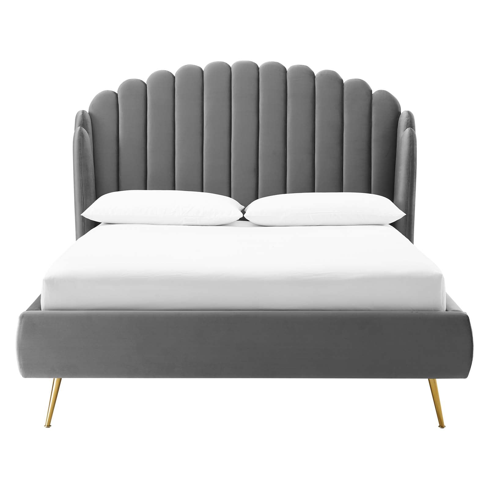 Lana Queen Performance Velvet Wingback Platform Bed - East Shore Modern Home Furnishings