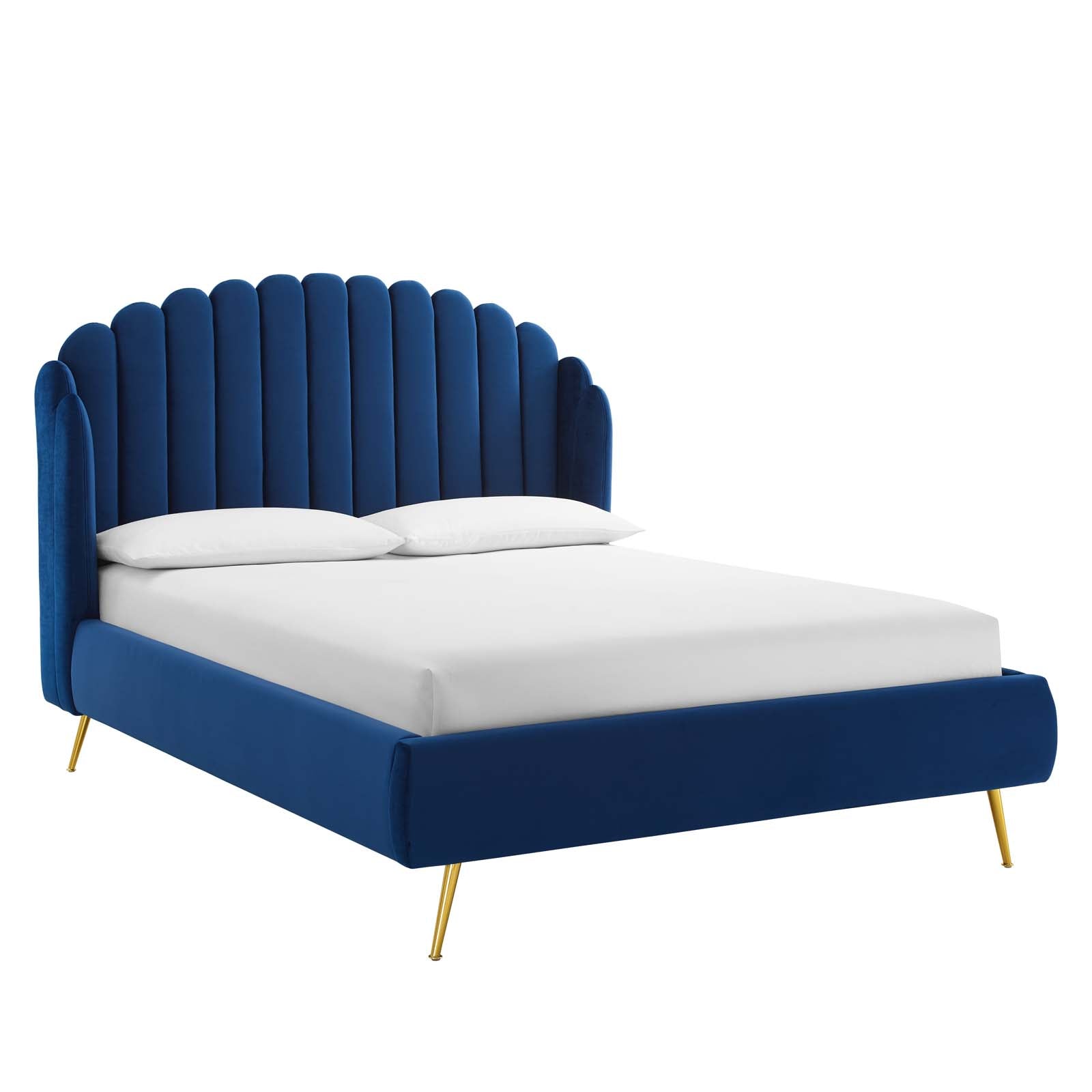 Lana Queen Performance Velvet Wingback Platform Bed - East Shore Modern Home Furnishings